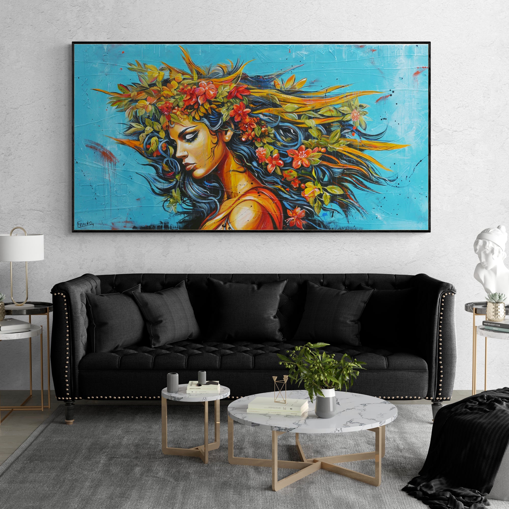Athena 190cm x 100cm Textured Abstract Realism Canvas Art - Large Modern Wall Painting for Living Room, Bedroom & Office Decor