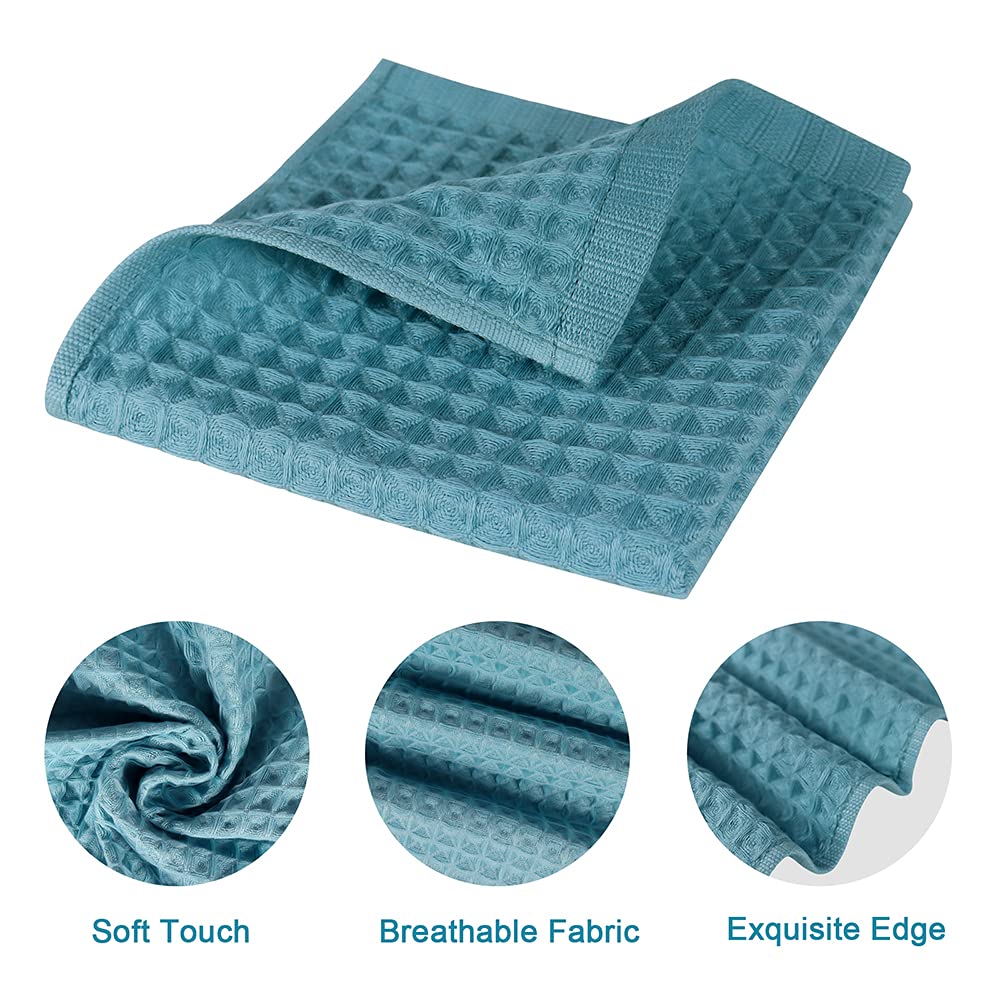 Premium 12-Pack Cotton Waffle Weave Dish Towels | 13x13 Inch Absorbent Kitchen Towels for Drying & Washing Dishes | Mix Color Dishcloths | Ideal for Daily Kitchen Use, Dish Drying & Counter Cleaning