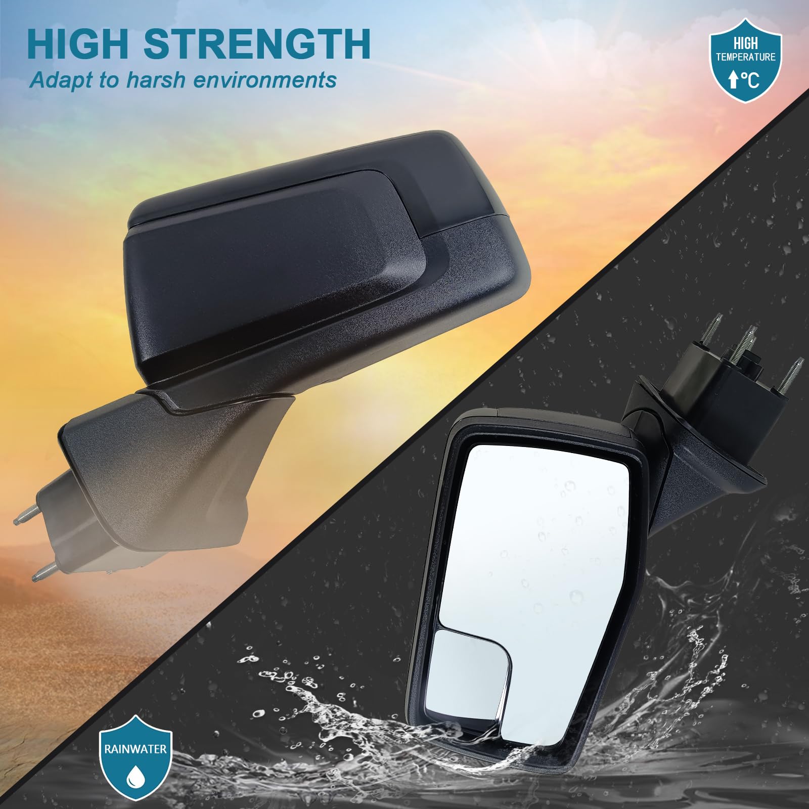 Left Side Power Heated Manual Folding Mirror with Blind Spot Glass - Compatible with 2019-2024 Chevy Silverado 1500 (GM1320583 5-Pin) - Replacement for Driver Side Mirror Assembly - Perfect for Winter Driving & Enhanced Safety