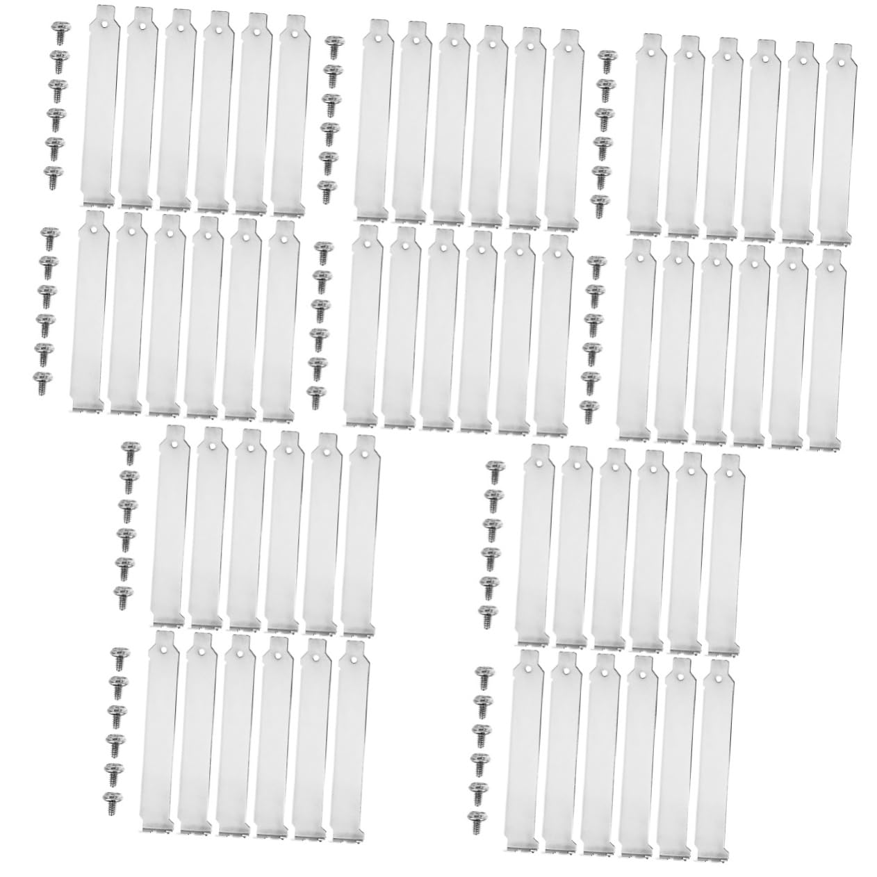 UKCOCO 60 Pcs PCI Slot Covers, GPU Support Bracket, Computer Case Screws & Stands - Metal Blank Accessories for PC Build, Gaming Rig Setup, and RGB Computer Case Modding