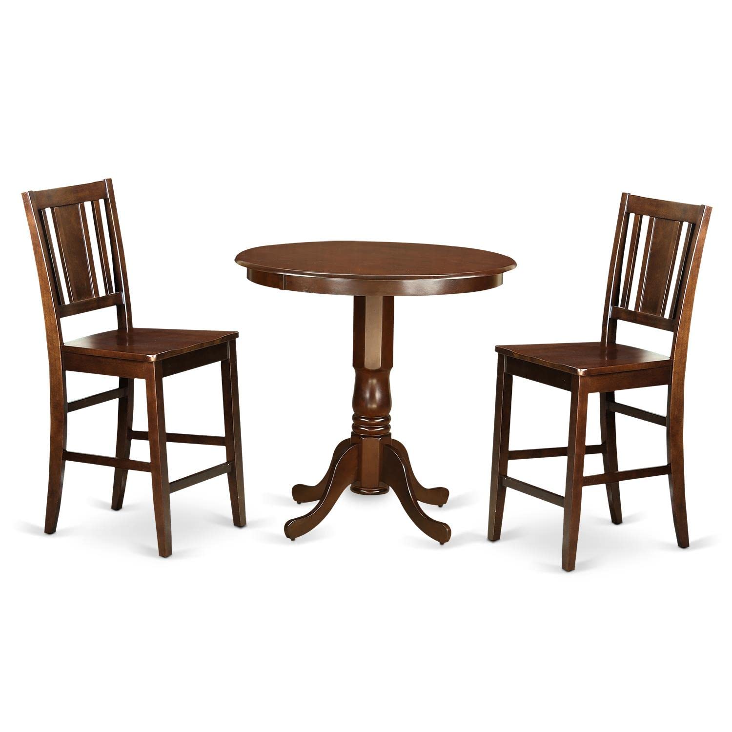 East West Furniture JABU3-MAH-W 3-Piece Counter Height Dining Set - 36