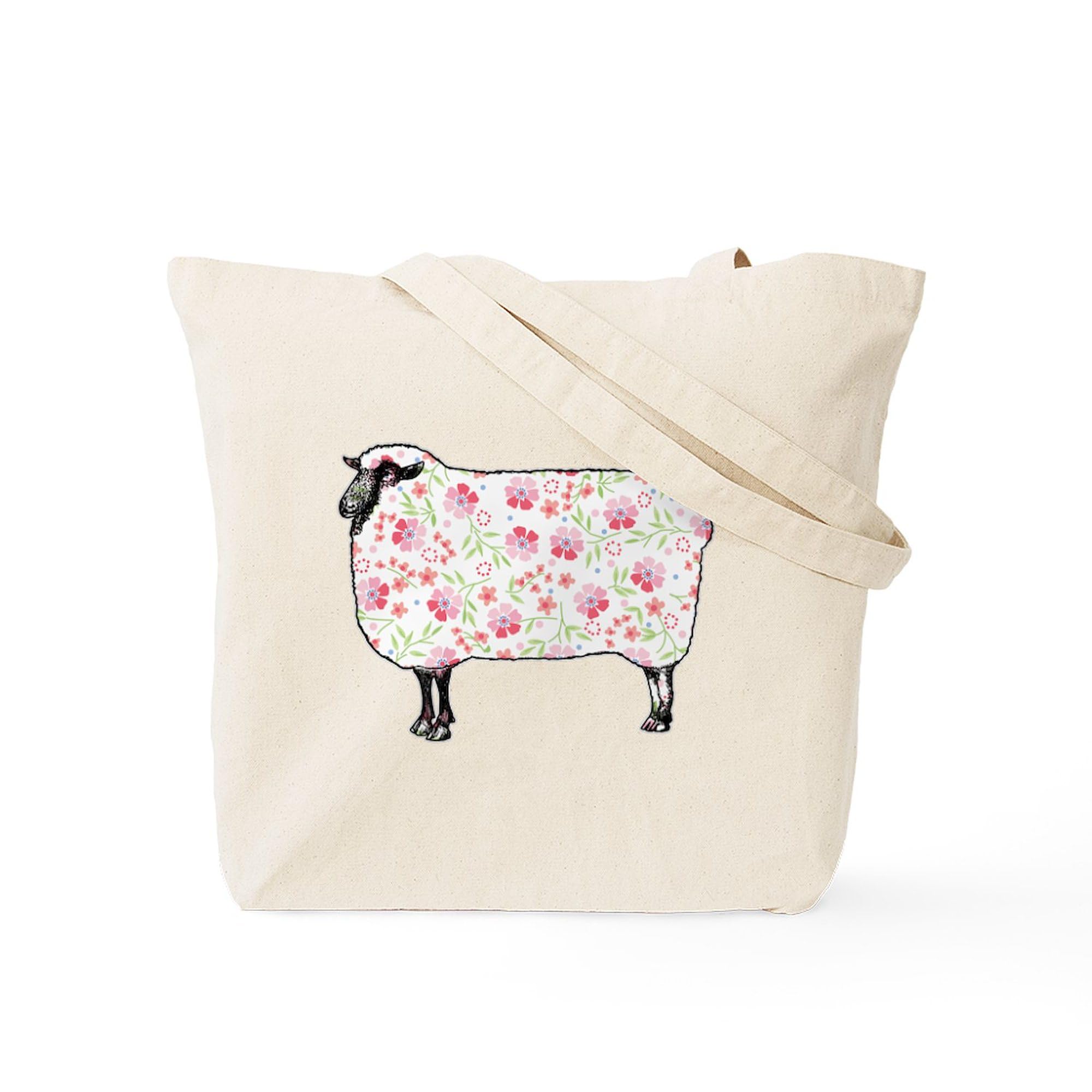 Floral Sheep Canvas Tote Bag - Eco-Friendly Reusable Grocery Shopping Bag for Women, Farmers Market & Beach Day Essentials