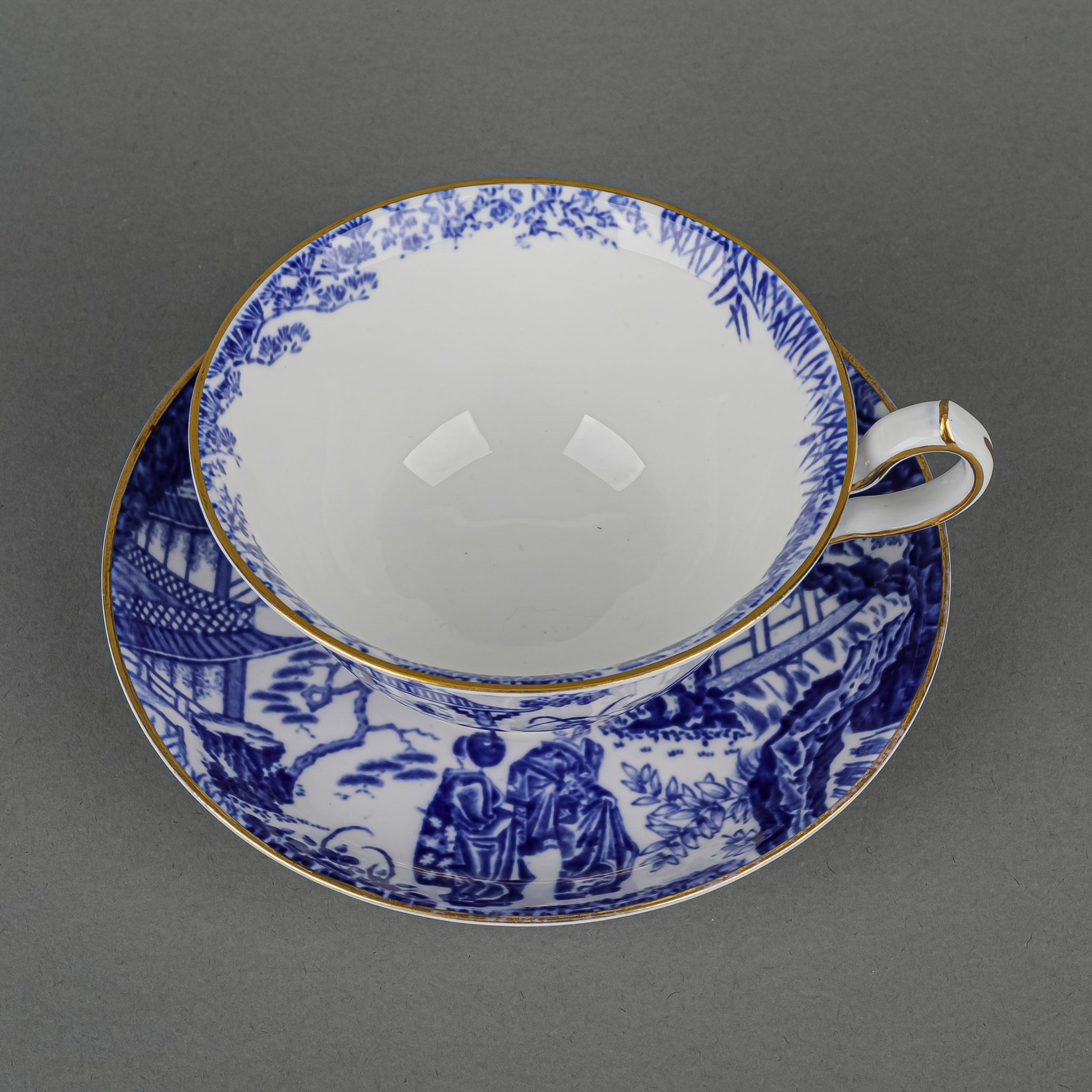 Royal Crown Derby Mikado Low Wide Cup and Saucer Set - Elegant English Fine Bone China Tea Cup for Afternoon Tea, Home Decor, and Gift Giving