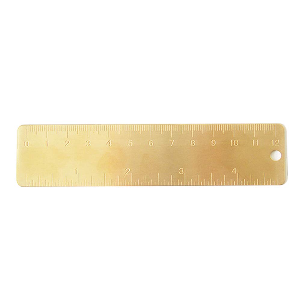 Vintage Brass Straight Ruler Bookmark - 12cm Durable Heart Speaker Design for Students & Office Stationery | Perfect for Books, Notebooks, Gifts & School Supplies