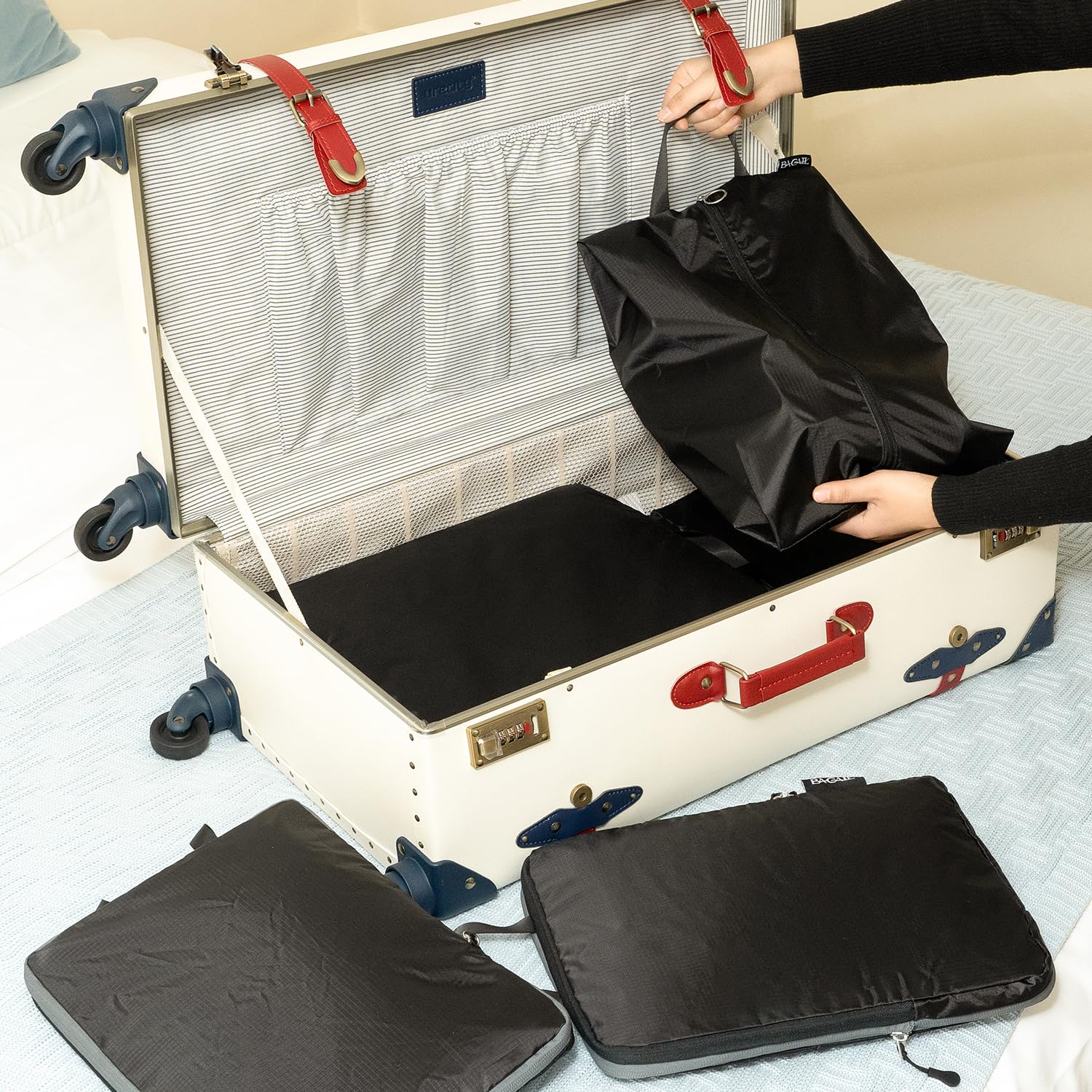 BAGAIL 4-Piece/6-Piece Ultralight Compression Packing Cubes Set - Travel Luggage Organizer for Suitcase & Backpack (70D Nylon, Black) - Perfect for Business Trips, Vacations & Weekend Getaways