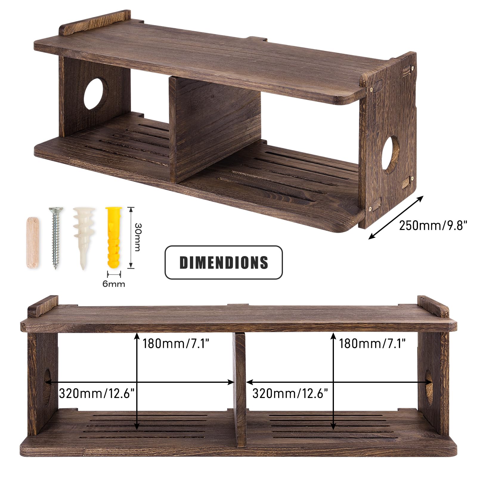 Floating Shelves Wall Mount - Universal Projector Shelf, TV Stand, WiFi Router Storage, Cable Box Cover for PlayStation, Xbox, DVD Players & Game Consoles | Perfect for Living Room, Bedroom & Home Theater Organization