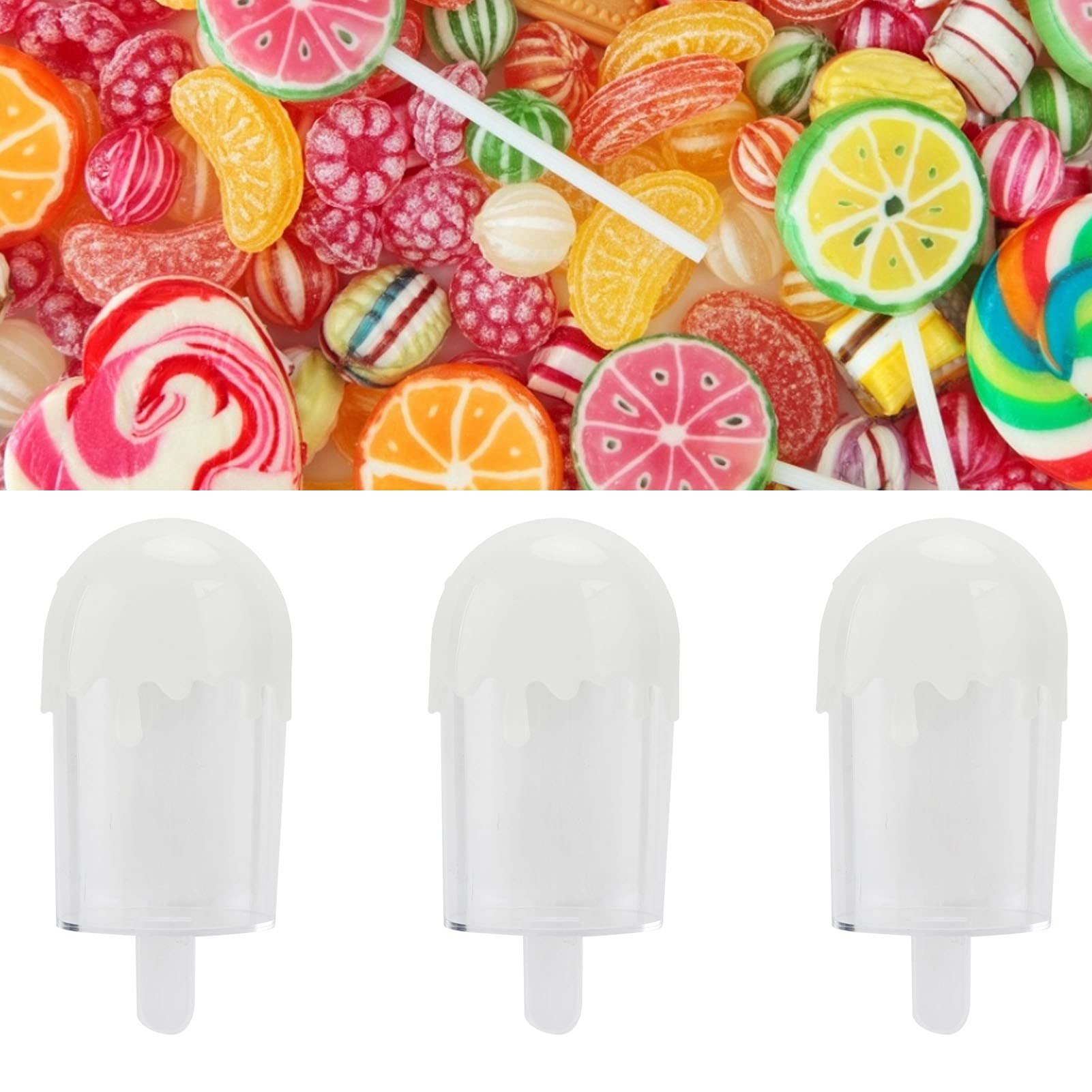 12-Piece Reusable Plastic Ice Cream Shaped Candy Storage Containers - 4.3x2.0 Inch White Candy Jars for Wedding Favors, Party Treats & Dessert Display - Perfect for Candy Buffets, Birthday Parties & Baby Showers
