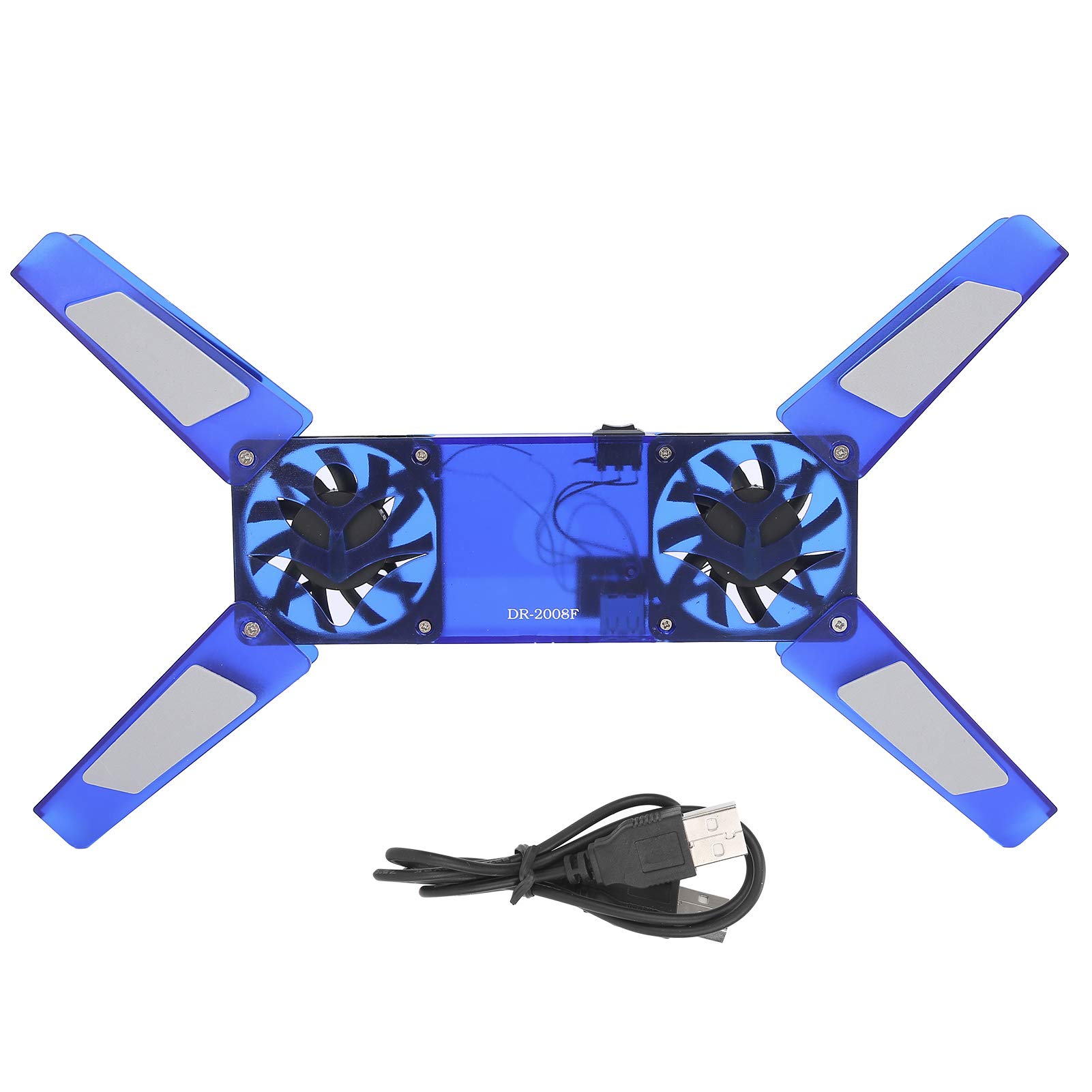 Laptop Cooling Stand with 2 Fans, Foldable USB-Powered Laptop Cooler Pad, Blue Computer Cooling Fan for Enhanced Performance and Gaming