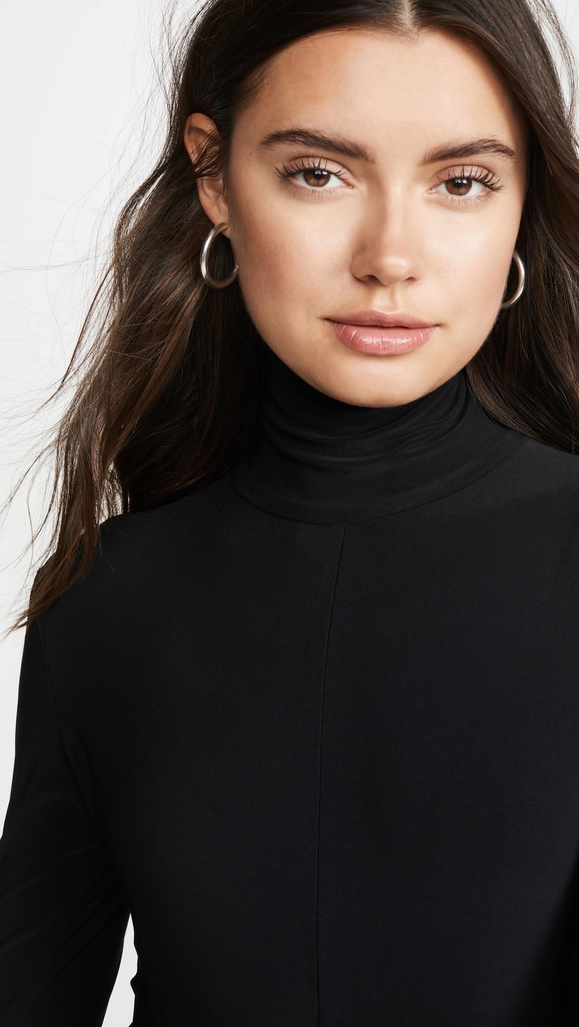 Norma Kamali Women's Long Sleeve Turtleneck Jumpsuit | Slim Fit One Piece Romper | Casual & Office Wear | Perfect for Work, Date Night & Fall Outfits