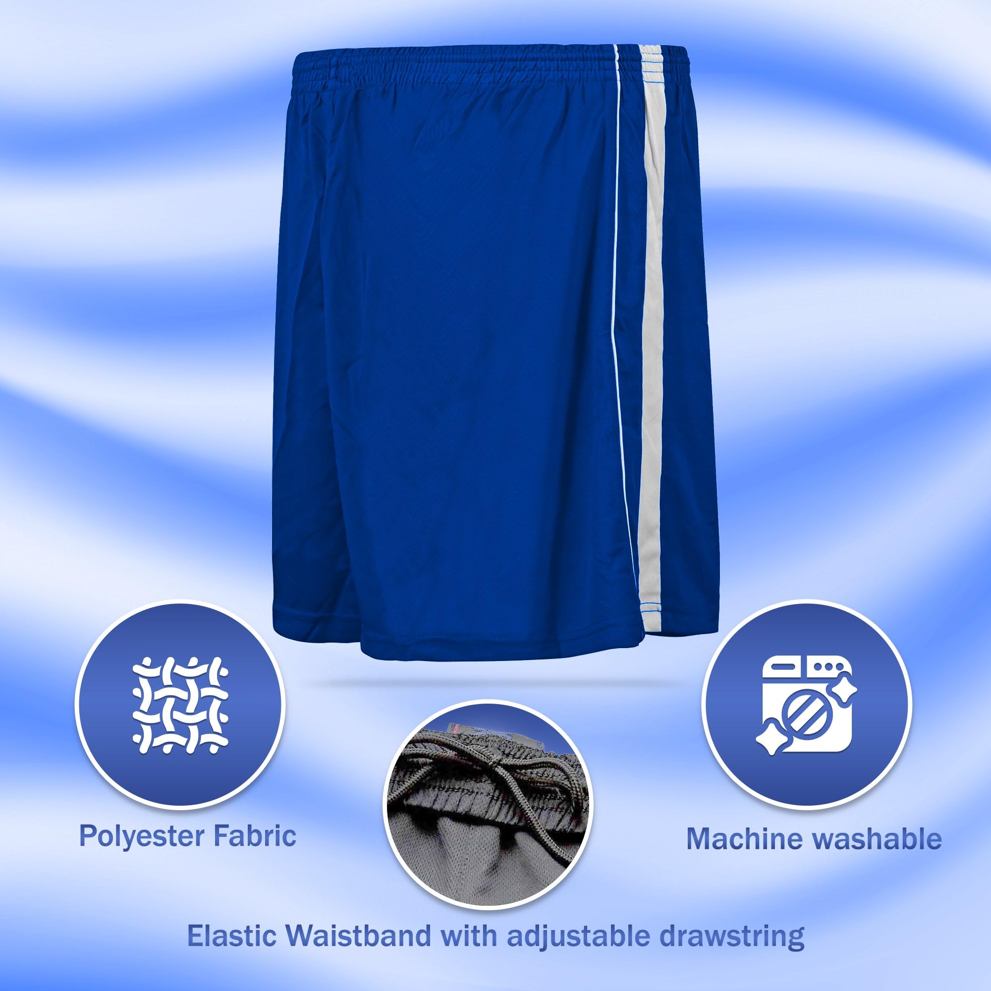 Vizari Youth Athletic Shorts - Breathable Polyester Sports Shorts for Boys & Girls | Soccer, Gym, Running, Training & Outdoor Activities | Perfect for School PE, Summer Camp & Team Sports