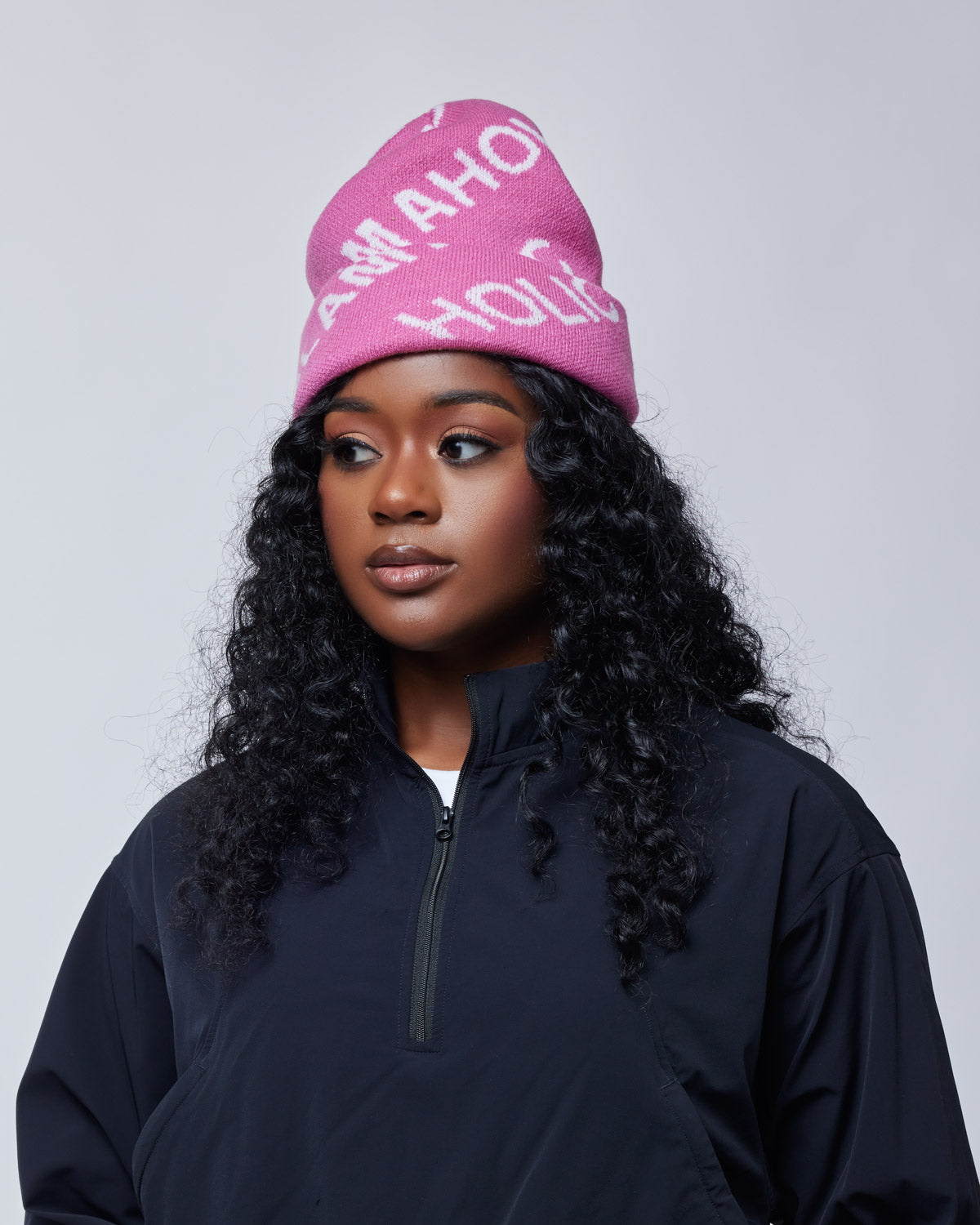 MONOGRAM BEANIE - Hot Pink Knit Winter Hat for Women & Men - Trendy Embroidered Logo Beanie for Cold Weather, Outdoor Activities & Casual Fashion