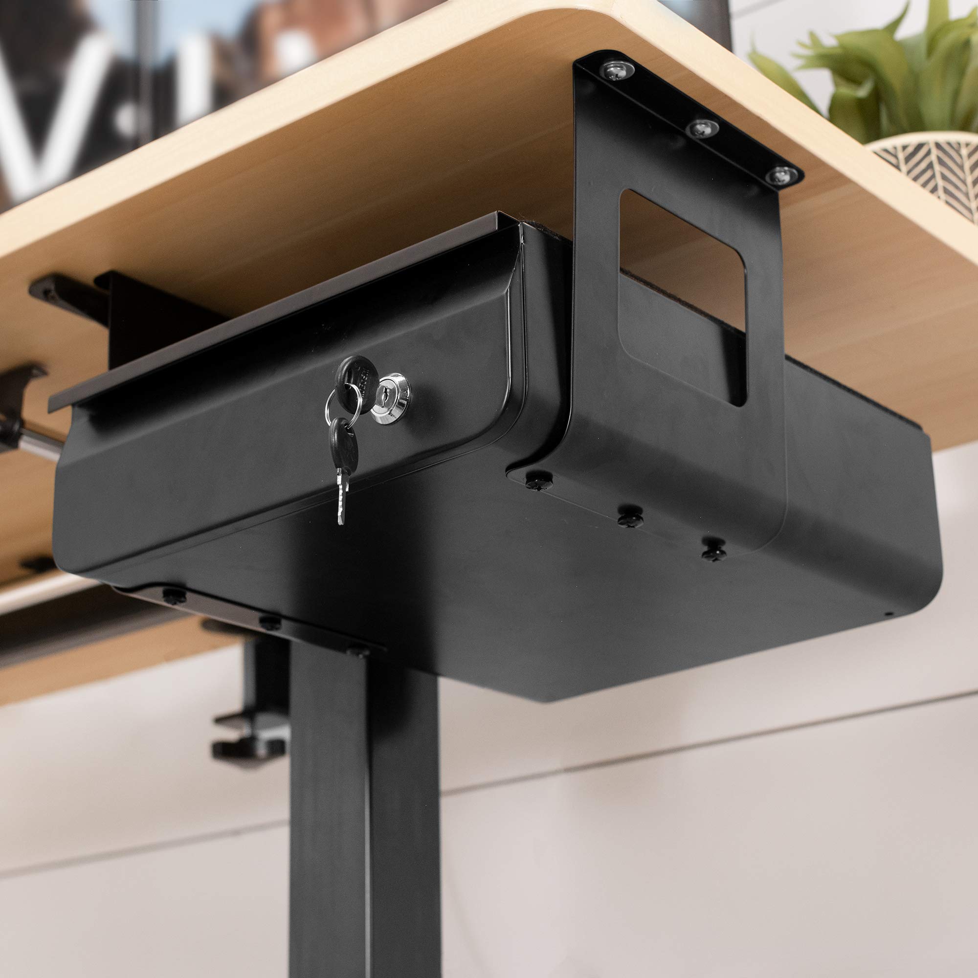 VIVO 13 inch Under Desk Lockable Slide Out Drawer - Secure Home Office Storage Organizer, Black (DESK-AC03L-B) | Space-Saving File Organizer for Documents, Office Supplies & Electronics | Perfect for Workstations, Standing Desks & Small Spaces