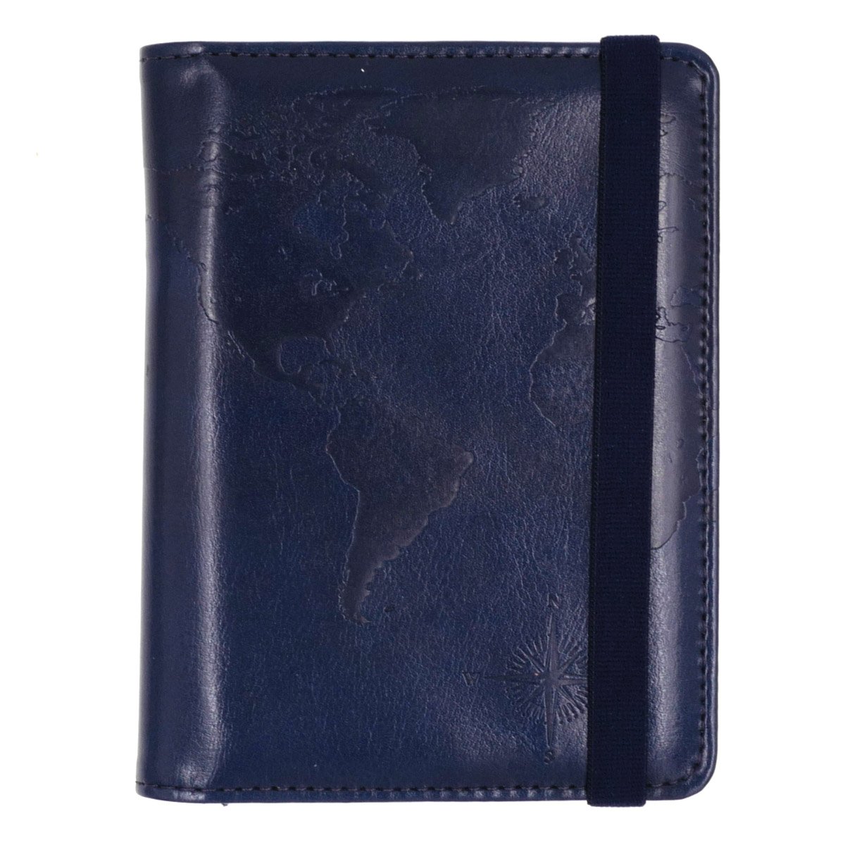 RFID Blocking Passport Holder - Blue Map Crazy Horse PU Leather Travel Wallet for Men & Women | Secure ID & Credit Card Protection for Airports, Hotels & International Trips