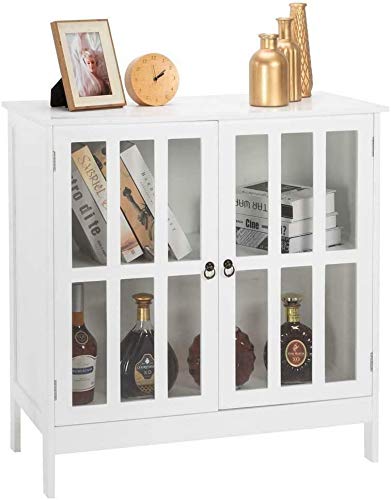 Modern Buffet Sideboard Cabinet - Space Saving 2 Door Console Table with Shelf for Dining Room, Living Room & Entryway Storage