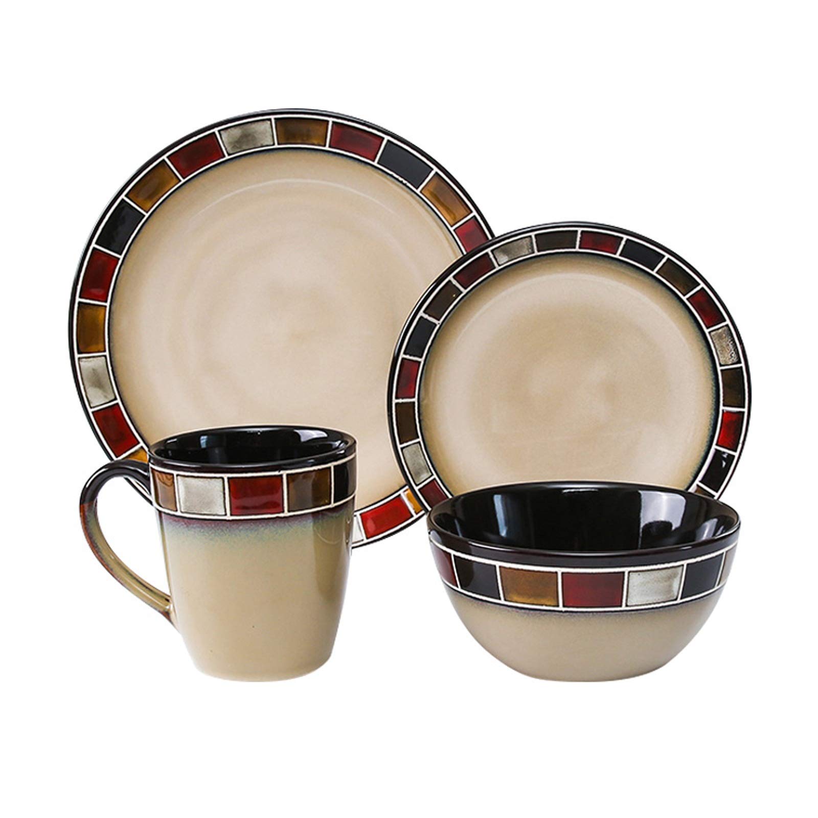 Premium 12-Piece Ceramic Dinnerware Set - Elegant Steak Plates, Salad Plates, Cereal Bowls & Mugs for Restaurants, Home Kitchens & Dinner Parties - Durable Dishwasher & Microwave Safe Tableware