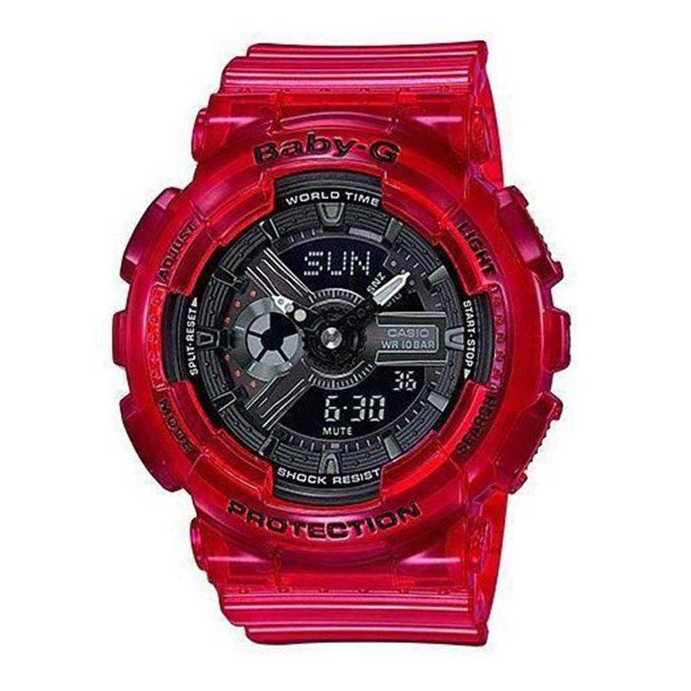 CASIO BABY-G BA-110CR-4ADR Digital Quartz Women's Watch - Red Resin Band, Shock Resistant, Water Resistant for Sports & Outdoor Activities