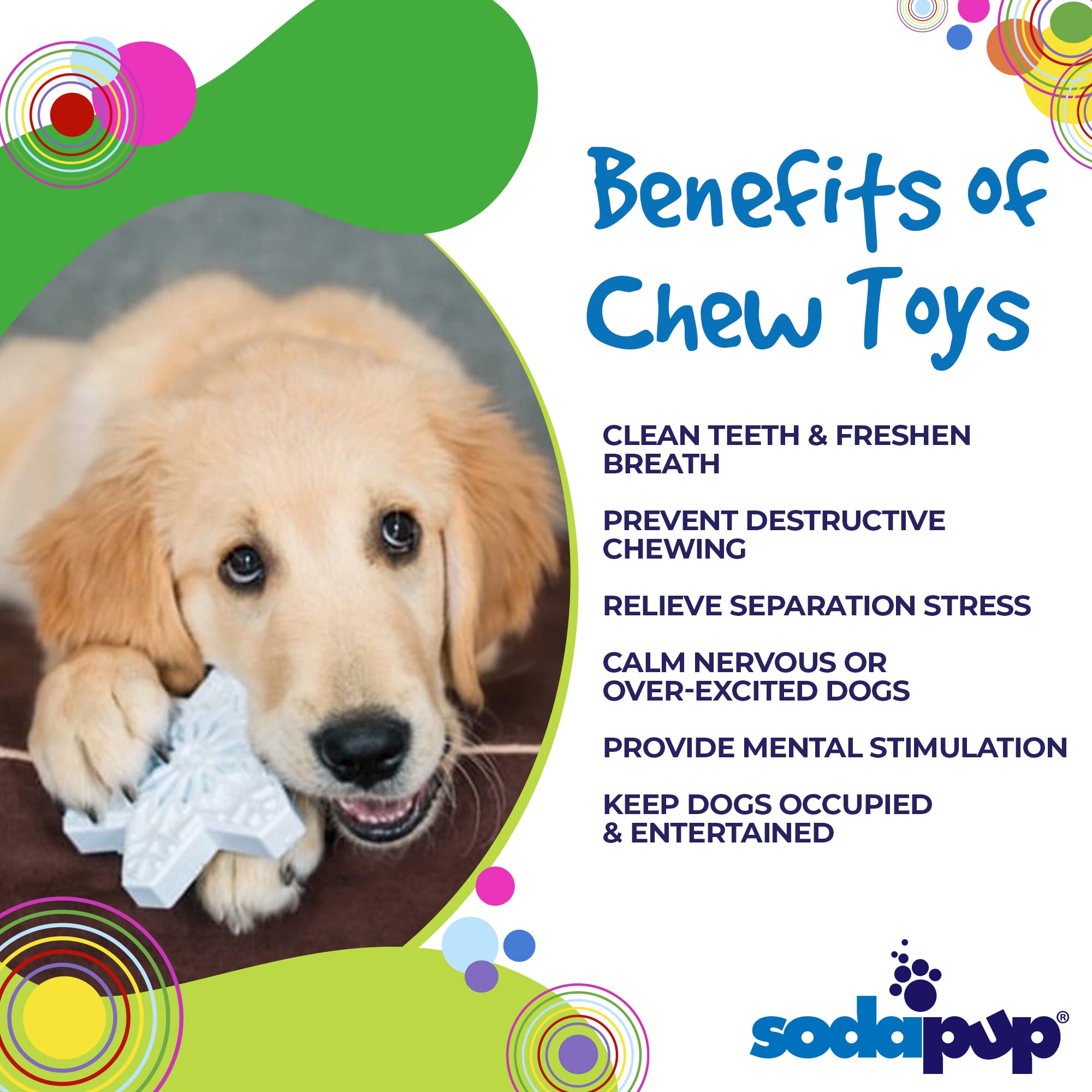 **SodaPup Snowflake Durable Dog Chew Toy – Non-Toxic, Pet-Safe Nylon Chewing Bone for Mental Stimulation, Teeth Cleaning & Fresh Breath – Made in USA – Great for Aggressive Chewers, Anxiety Relief & Playtime Fun**