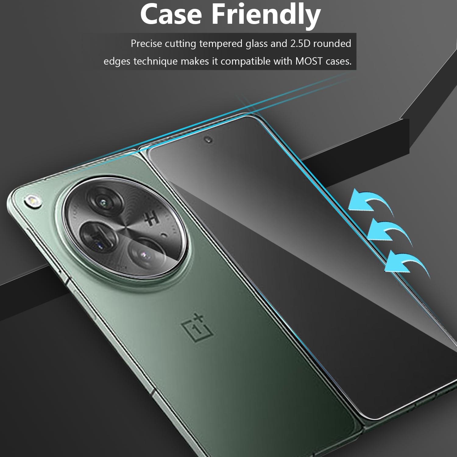 2+2 Pack OnePlus Open Tempered Glass Screen Protector (Front Screen) + Camera Lens Protector - 9H Hardness, Anti-Scratch & Anti-Fingerprint - Perfect for Daily Protection & Outdoor Activities