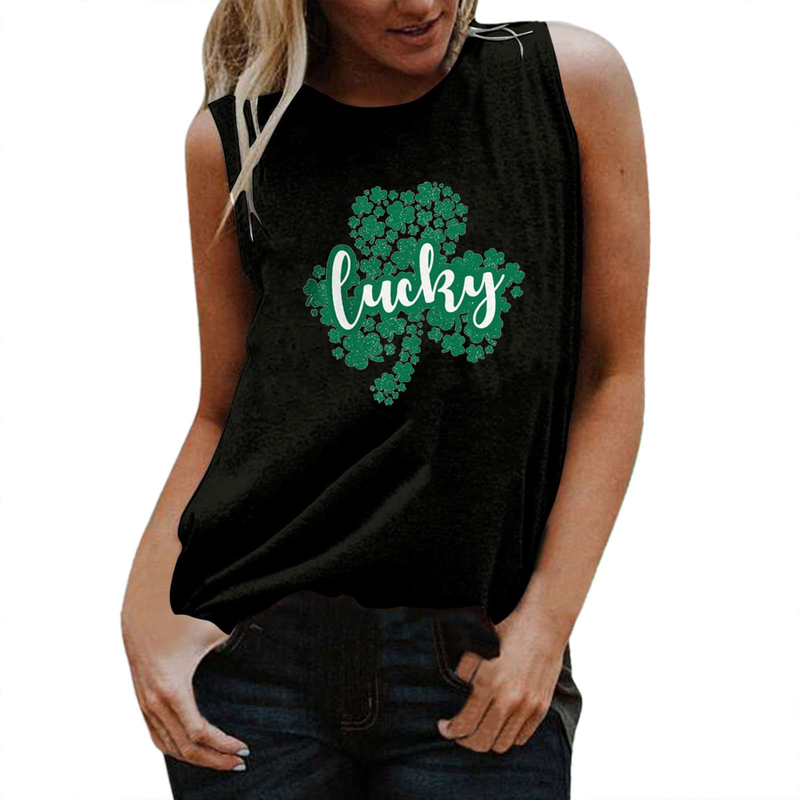 MKHSQHDG Women's St. Patrick's Day Graphic Tank Tops - Sleeveless Letter Print Summer Tee Shirts | Perfect for Parties, Festivals & Casual Outfits