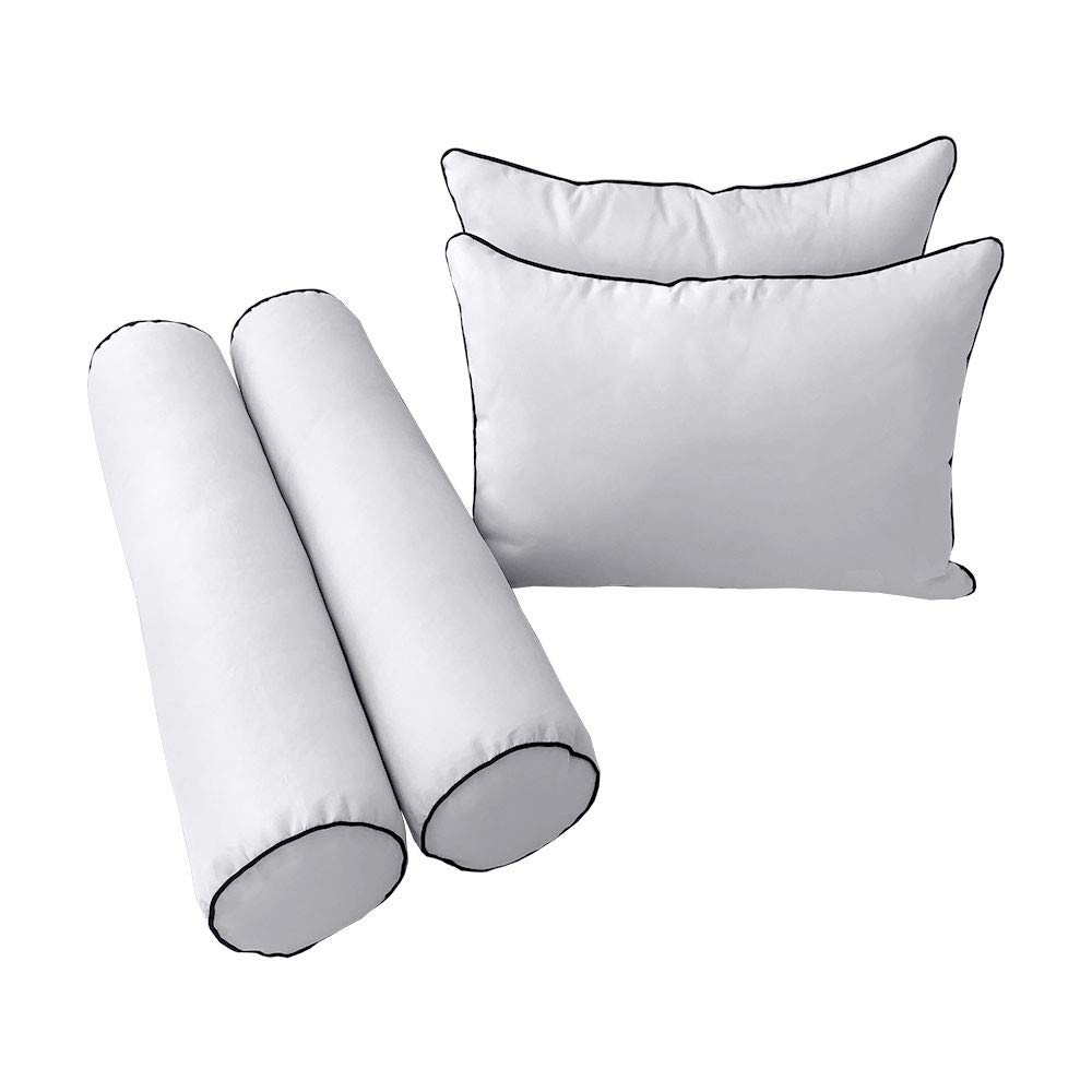 Prolinemax Outdoor Style 4 Twin-XL Contrast Trim Daybed Mattress Bolster Pillow Fitted Sheet Cover Only (AD105) - Perfect for Patio, Sunroom, and Guest Bedroom Decor
