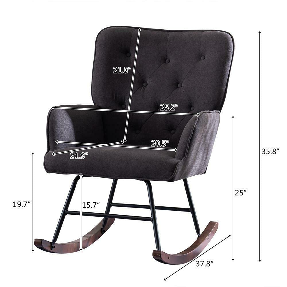 Comfortable Upholstered Recliner Rocking Chair - Adjustable Lounge Armchair for Living Room, Bedroom & Nursery - Perfect for Relaxing, Reading & Nursing - Mikalo Rocker Recliner with Soft Cushions
