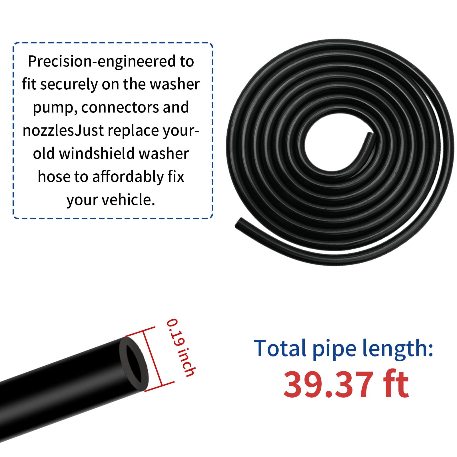 2PCS Universal Front Windshield Washer Nozzles Kit with Fluid Hose - Direct Replacement for Most Cars & Trucks - Perfect for Clear Visibility in Rain, Snow or Dusty Conditions