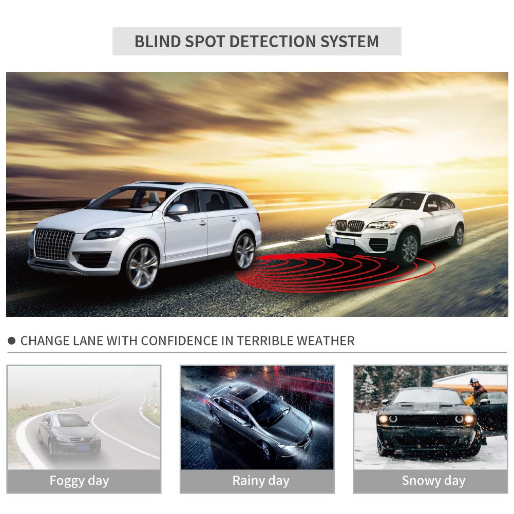 EasyGuard EBS001 24GHz Blind Spot Detection System with Microwave Sensor - Lane Change Alert & Driving Assistance for Cars (12V DC) | Enhanced Safety for Highway & Night Driving