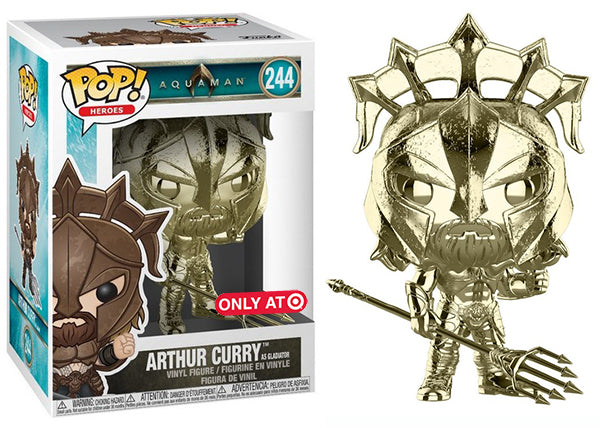 Arthur Curry as Gladiator Gold Chrome Aquaman Action Figure 244 - Target Exclusive Collectible for DC Comics Fans - Perfect for Display, Gifts, and Comic Conventions
