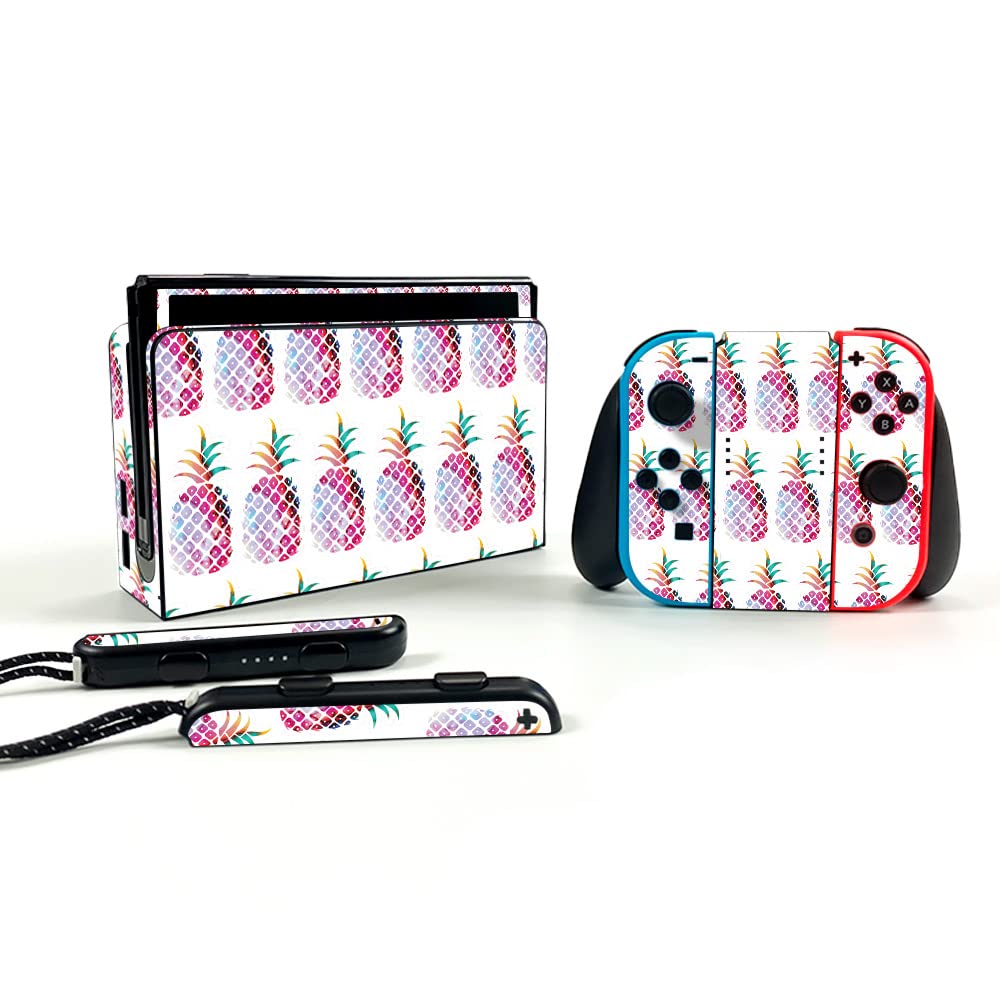 MightySkins Vinyl Decal Wrap Cover Compatible with Nintendo Switch OLED - Pineapple Lane Design | Protective & Durable Skin | Easy to Apply & Remove | Made in USA | Perfect for Gaming, Travel & Customization