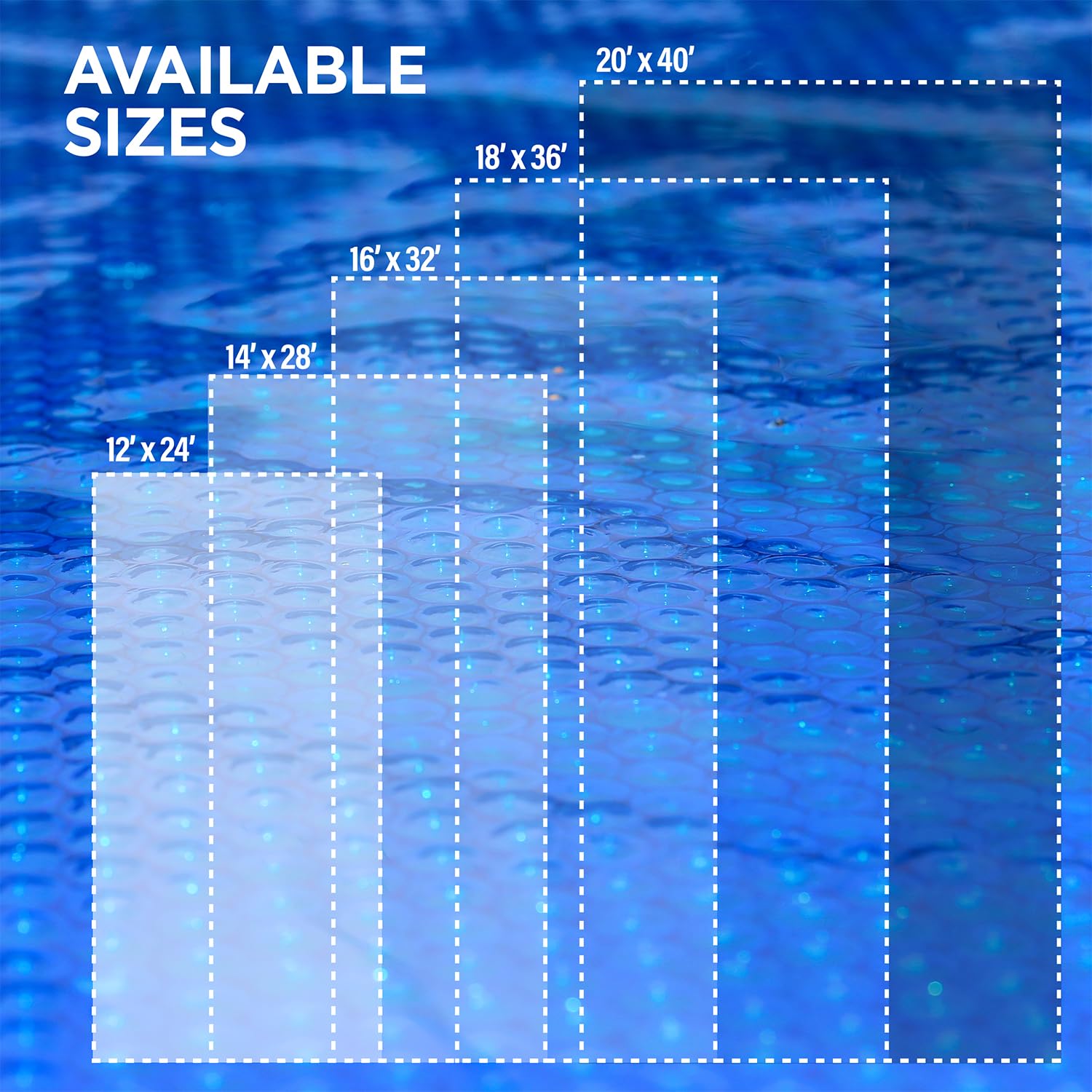 Premium 20' x 40' Rectangle Solar Pool Cover for Inground & Above Ground Pools - 12 Mil Thick Blue Solar Blanket - Energy Efficient Heating, Reduces Evaporation & Chemical Use - Perfect for Backyard, Residential & Commercial Pools