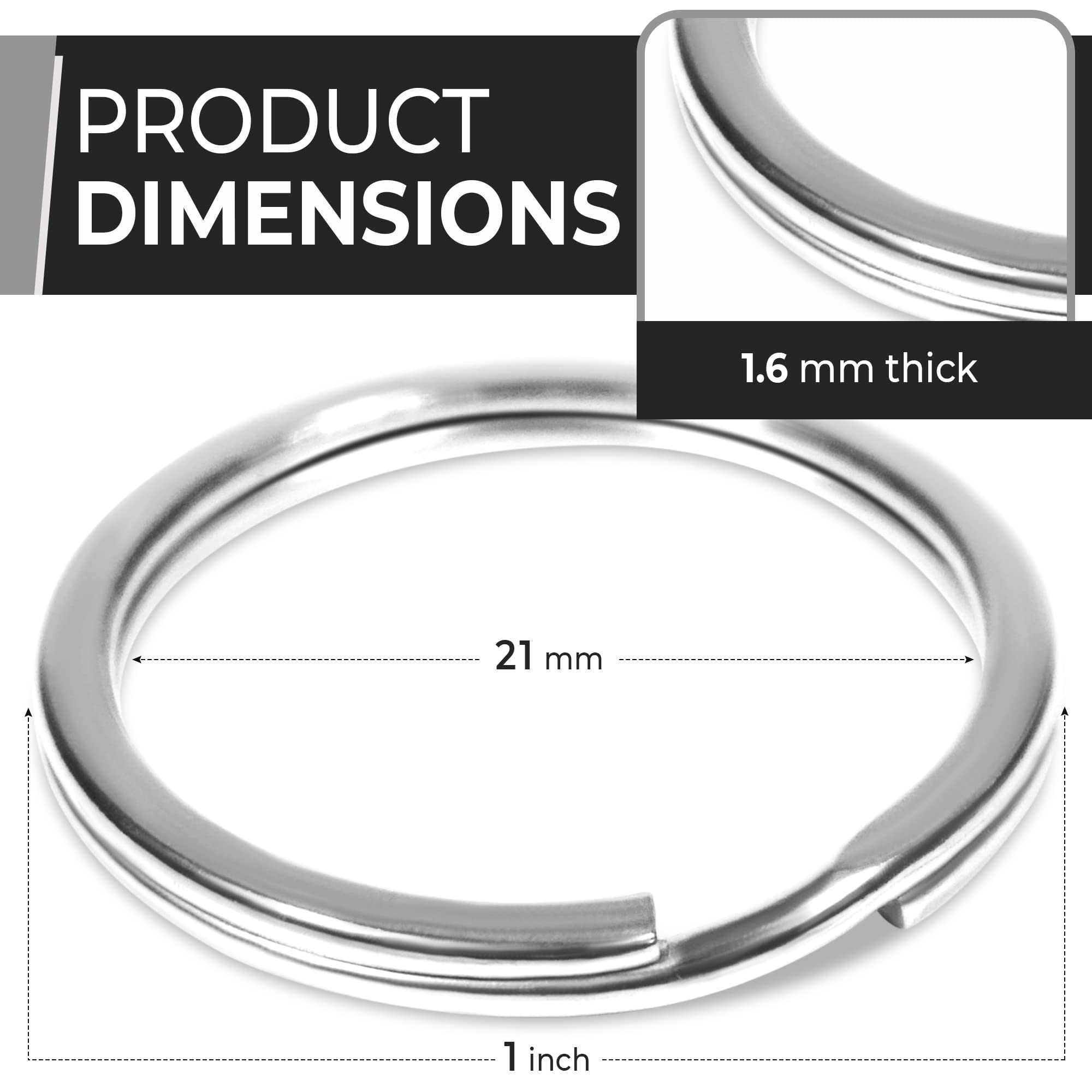 Crest 100-Pack 1 Inch (25mm) SS316L Marine Grade Stainless Steel Split Key Rings - Heavy Duty Keychains for Car Keys, Boat Keys & Outdoor Gear - Rustproof & Durable for Everyday Use