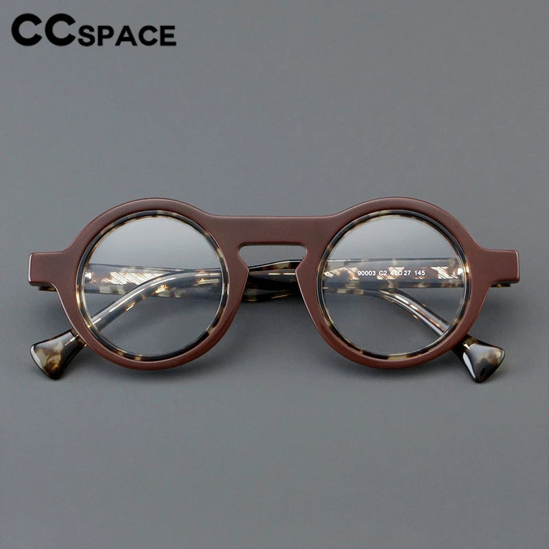 CCspace Unisex Full Rim Round Acetate Eyeglasses Frame 300968 - Lightweight & Durable for Reading, Work, and Daily Wear