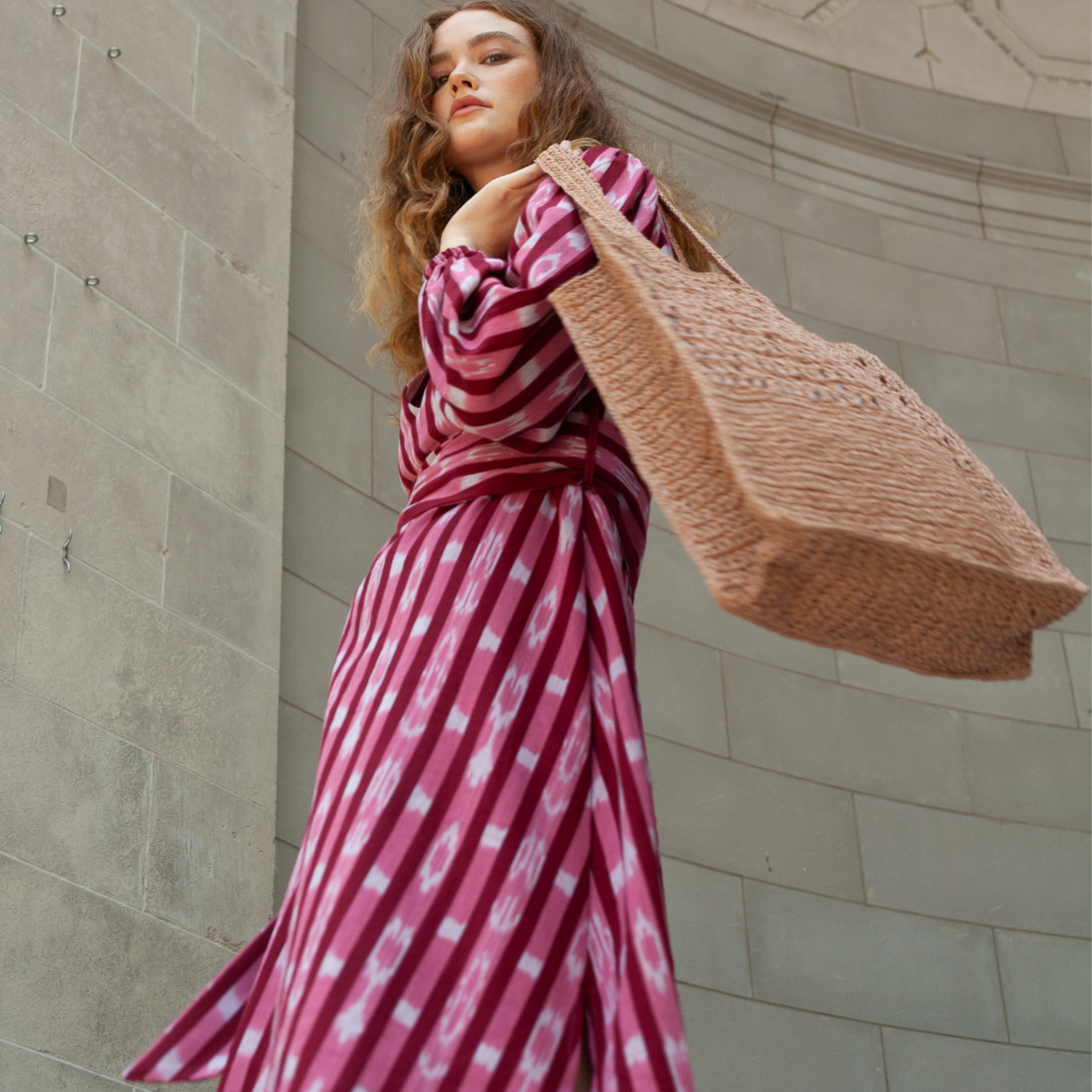 Atira Ikat Print Floral Dress - Women's Boho Chic Maxi Dress with Cherry Blossom Design | Perfect for Summer Vacations, Beach Getaways & Casual Outings