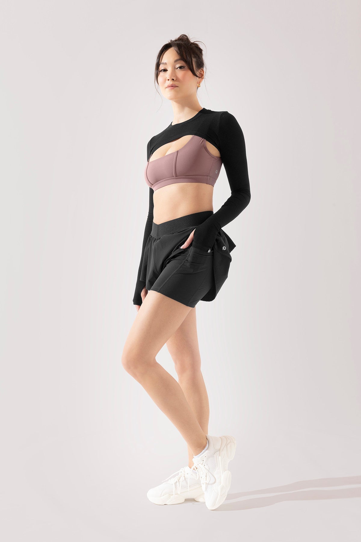 On the Run Ruffle Shorts - Women's Stylish Black Athletic Shorts for Running, Yoga & Casual Wear