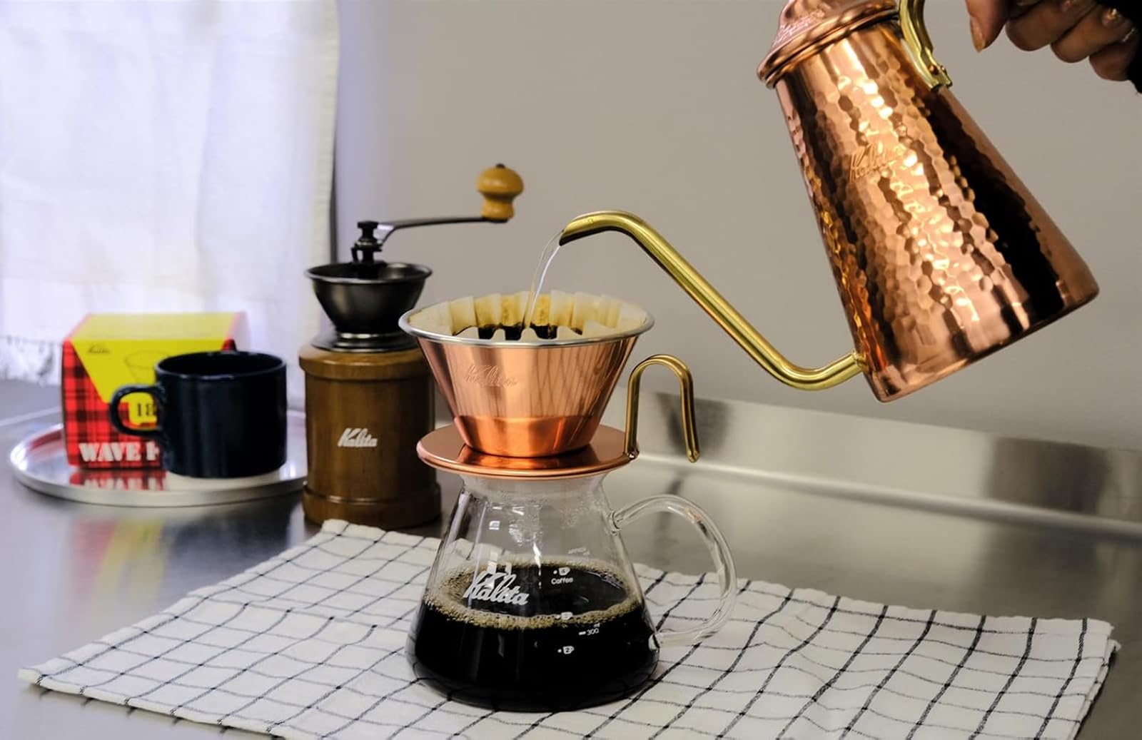 Premium Japanese Copper Coffee Pot - Tsubama Slim 700CU (700ml/23.7oz) with Fine Nozzle for Perfect Pour Over | Direct Fire Drip Kettle for Home Brewing, Cafe Use & Camping Outdoor Activities
