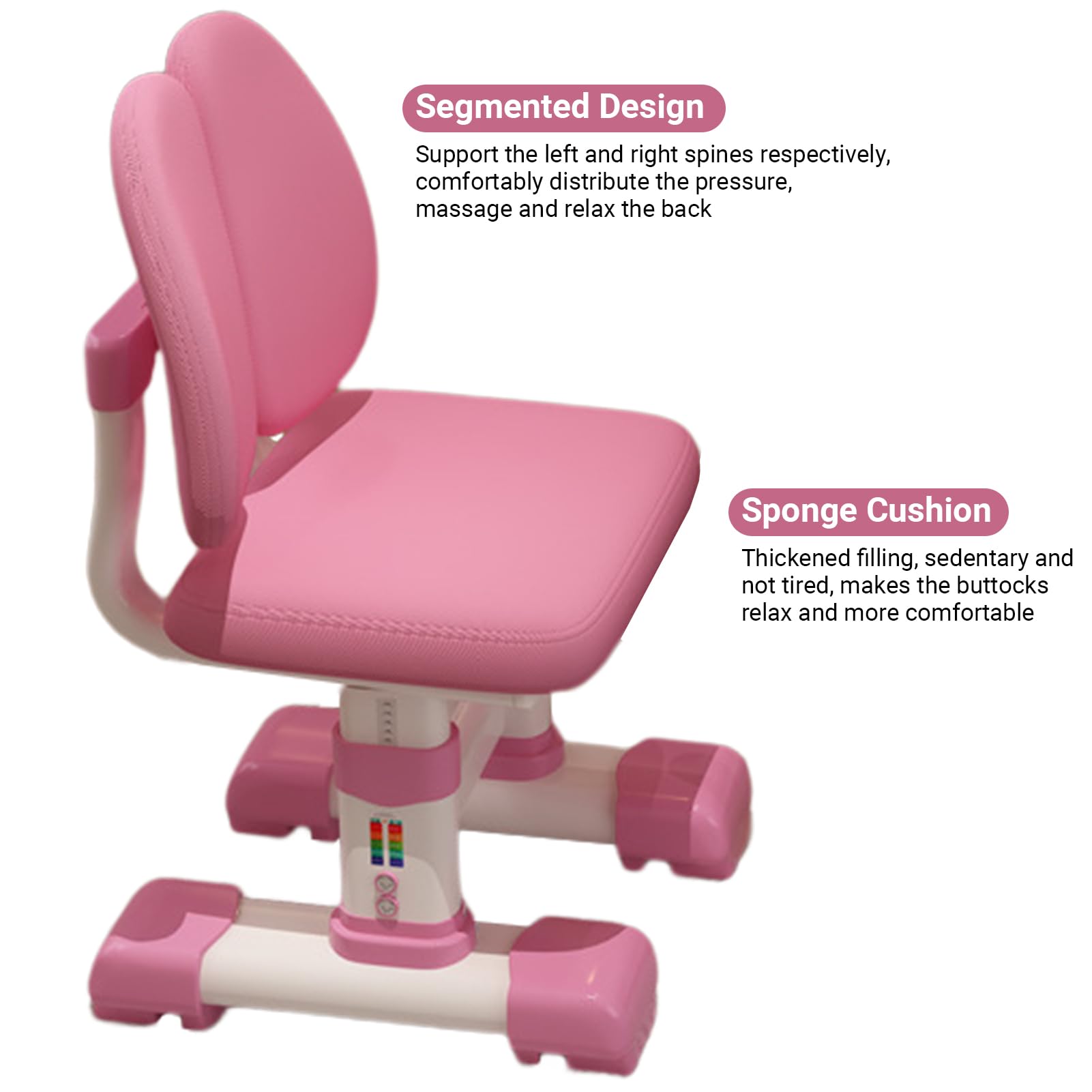 Adjustable Height Kids Study Desk and Chair Set - Small Standing Desk with Widened Desktop, Multi-Separation Cartoon Pattern & Storage Drawers (Pink) | Perfect for Children's Bedroom, Homeschooling & Small Space Learning Areas