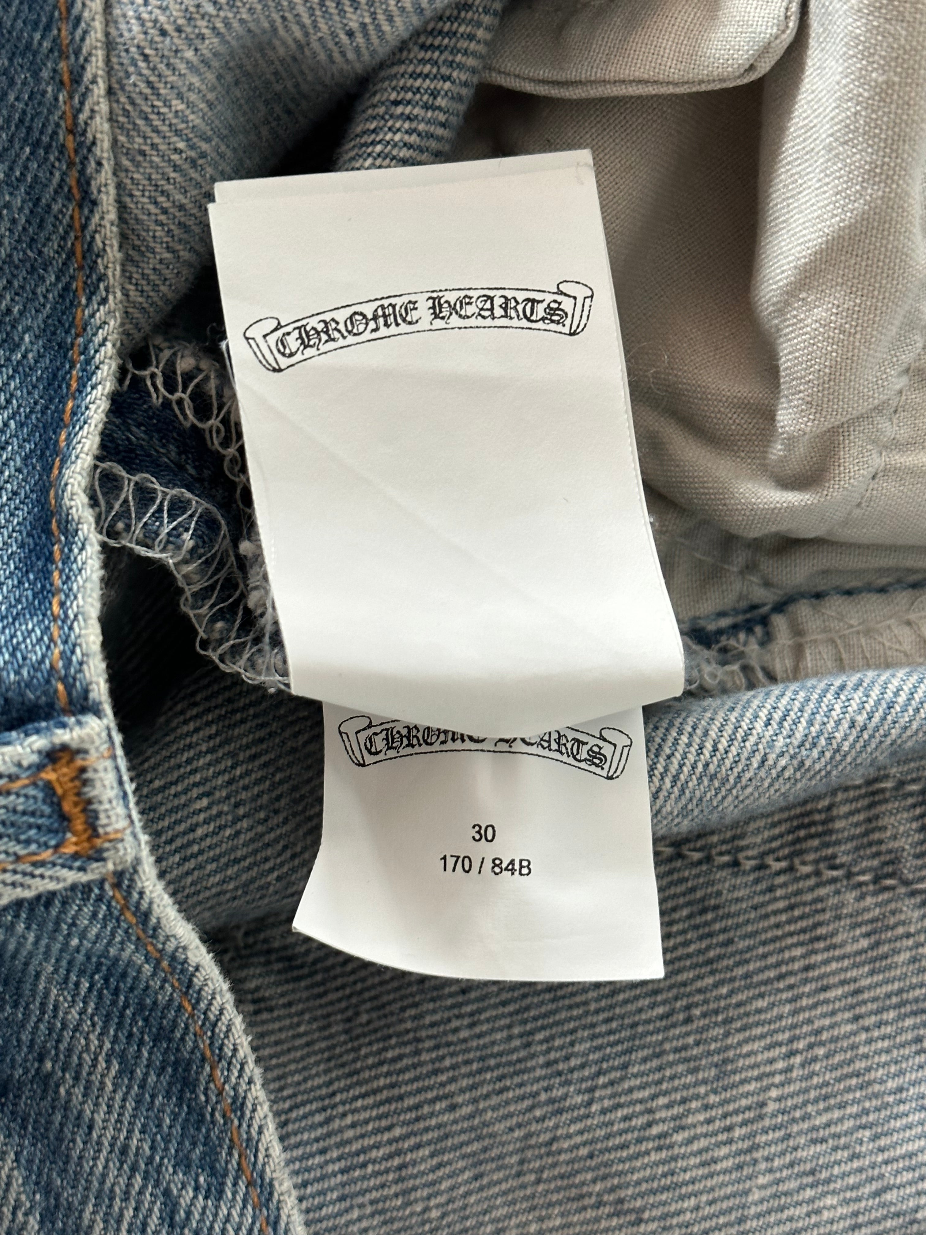 Chrome Hearts x Levi's Blue & Black Cross Patch Denim Jeans for Men - Stylish Vintage Streetwear for Casual Outfits and Night Out