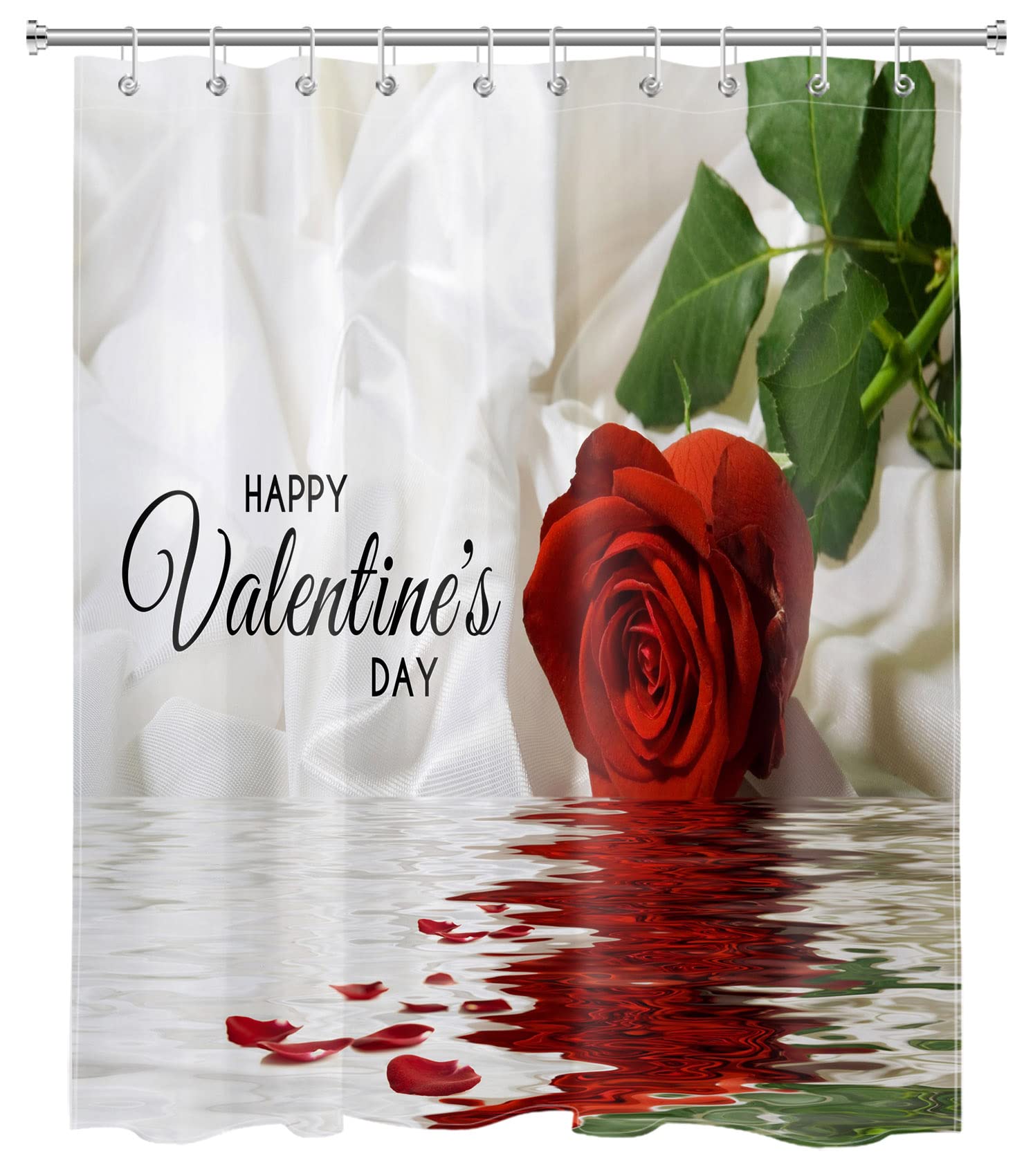 Romantic Rose Shower Curtain for Bathroom - Valentine's Day Decor, Waterproof Polyester Fabric with Hooks, 60x72 Inches - Perfect for Couples' Bathroom, Anniversary Gift & Romantic Home Decor