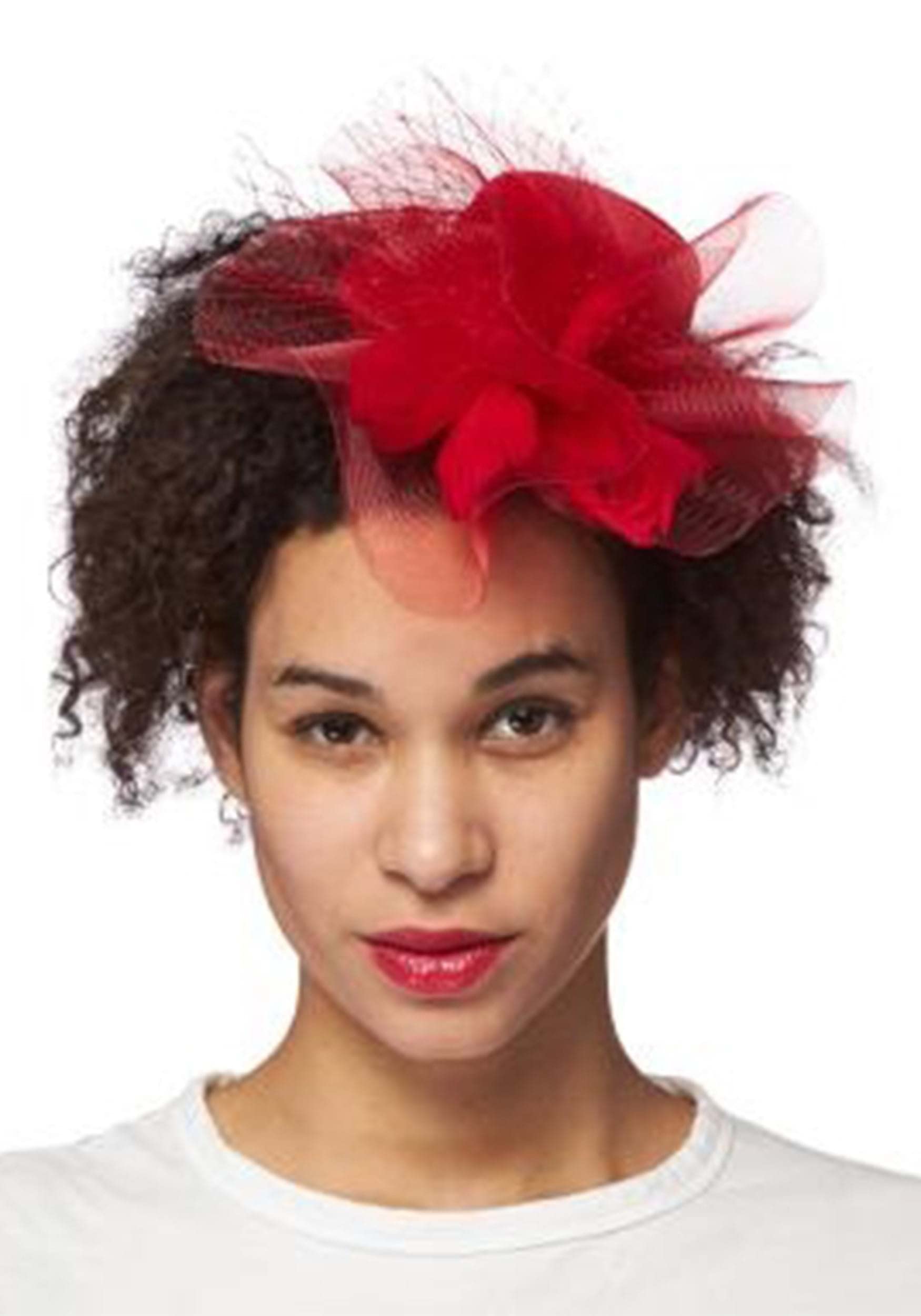 Elegant Red Burst Trim Fascinator Hat for Women - Perfect for Weddings, Tea Parties & Royal Events