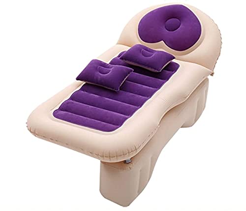 Inflatable Backseat Air Mattress for Cars & SUVs - Portable Travel Bed with Built-in Air Pump - Indoor & Outdoor Use for Camping, Road Trips & Home Comfort (Purple)