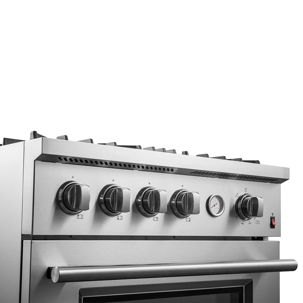 Forno 30 Inch Gas Range with Built-In Temperature Gauge - Model FFSGS6277 | Professional Kitchen Appliance for Home Cooking & Baking