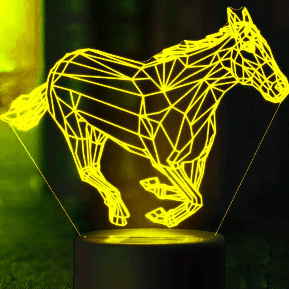 3D Horse Night Light LED Touch Switch Desk Lamp - 7 Color Changing Optical Illusion Lamp for Kids Room, Nursery, Christmas Decor, Birthday Gift, Home Office Desk Decor (Perfect for Bedtime, Study & Holiday Lighting)