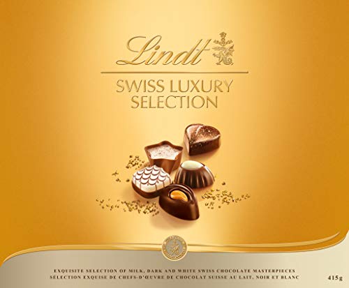 Lindt Swiss Luxury Assorted Chocolates Gift Box - Premium Milk, Dark & White Chocolate Collection - 14.6 oz Elegant Present for Holidays, Birthdays & Corporate Gifting