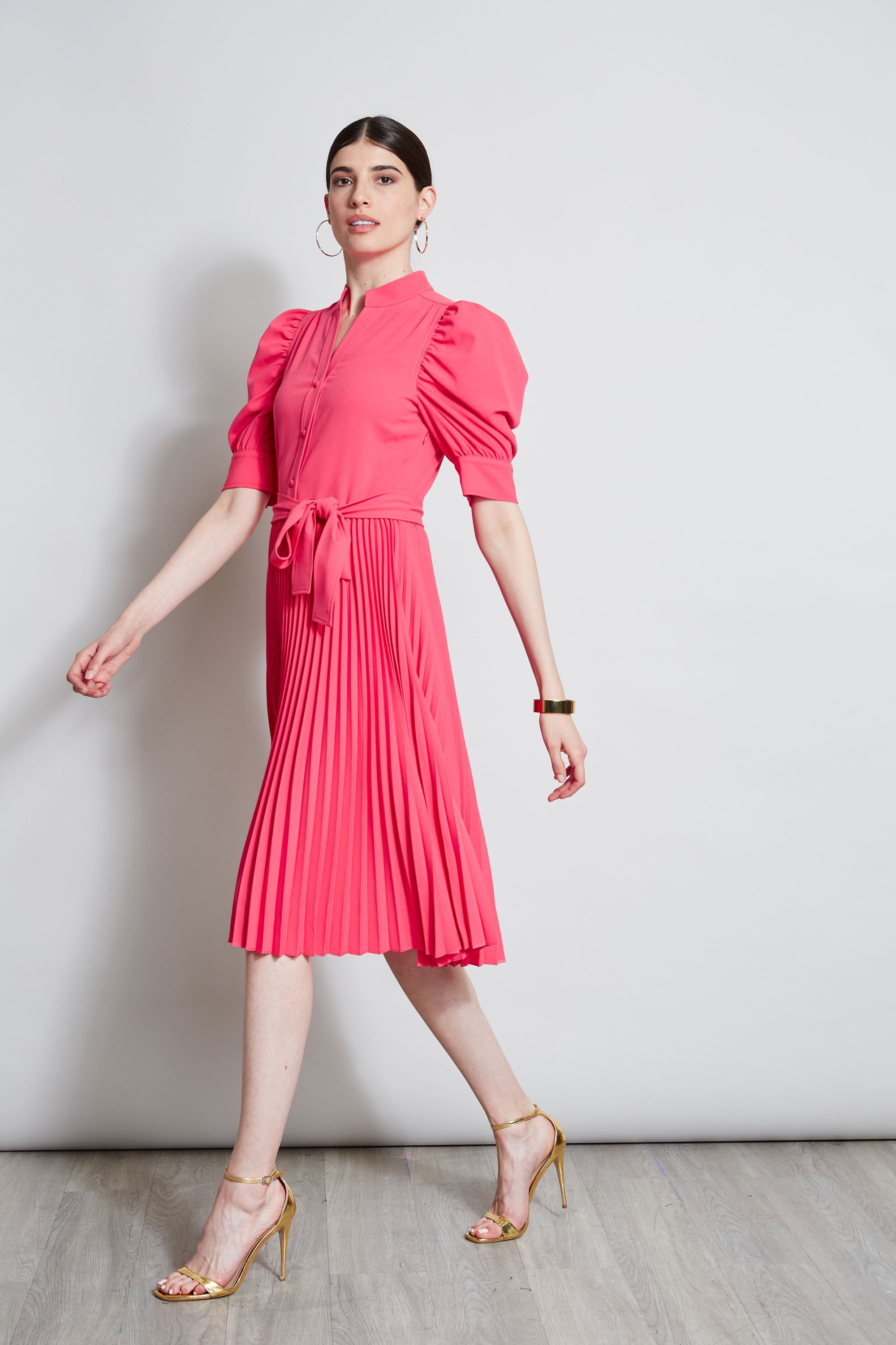 Elegant Pleated Ruched Sleeve Dress for Women - Flowy Party, Wedding & Cocktail Attire - Perfect for Evening Events, Date Nights & Special Occasions
