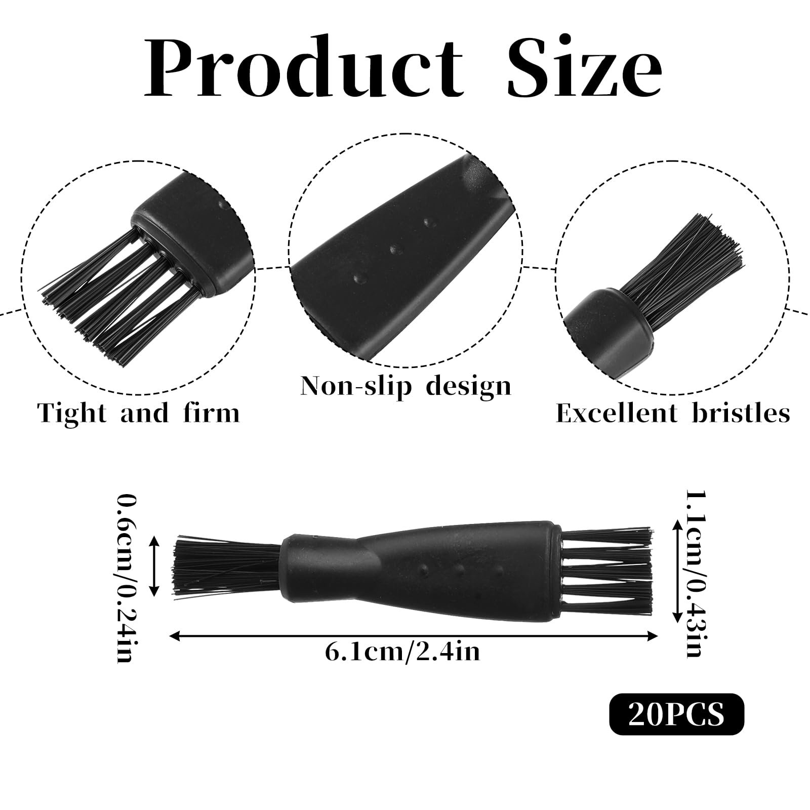 20PCS Clipper Cleaning Brush Set - Double Head Electric Shaver & Razor Cleaning Brushes with PP Handle - Replacement Detail Cleaning Tools for Men's Grooming Kits - Perfect for Home, Salon and Travel Use