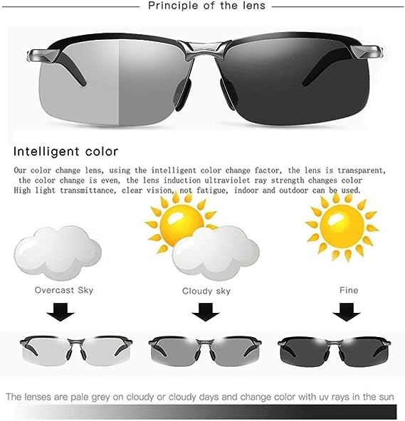 Jowxsx Polarized Photochromic Sunglasses UV400 - White & Black Sports Sunglasses for Day & Night Driving, Cycling, Running - Ultra-Light Sun Glasses for Men & Women