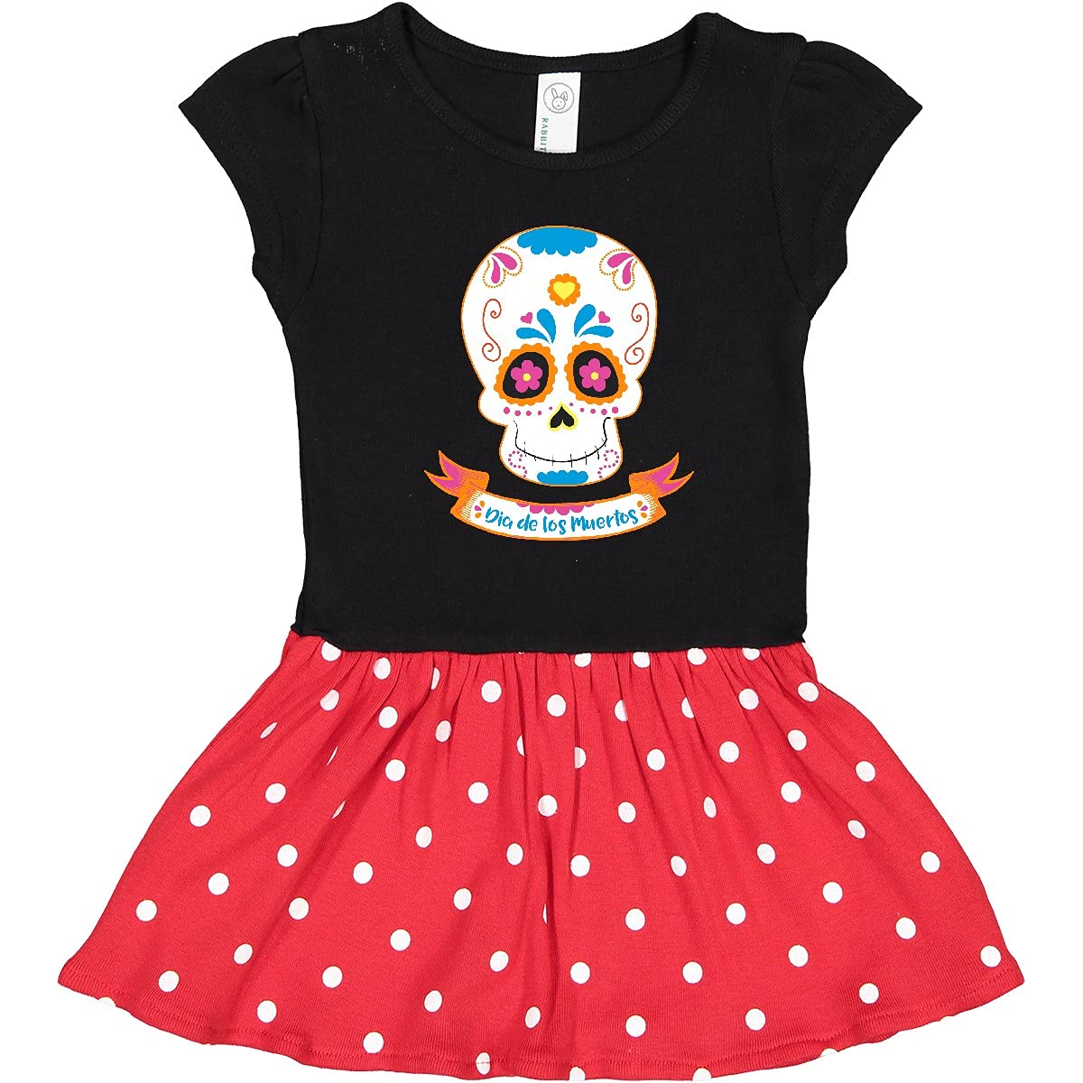 Inktastic Day of The Dead Skull Toddler Dress - Cute Sugar Skull Print Baby Girl Outfit for Halloween, Dia De Los Muertos & Dress-Up Play