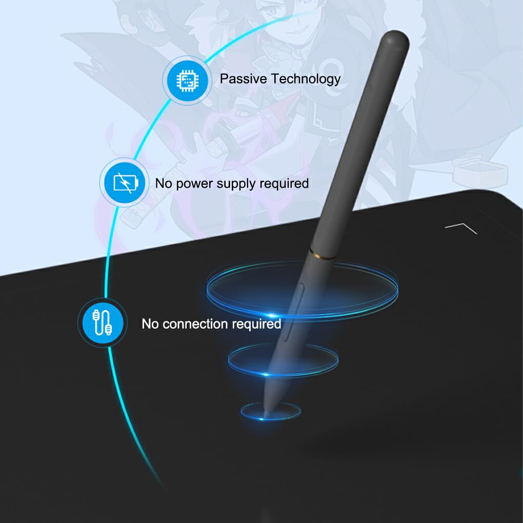 10mm Lightweight Graphic Drawing Tablet for Artists & Designers - 6 Inch Digital Pen Tablet with Inspiroy Stylus & 6 Shortcut Keys - Perfect for Digital Art, Animation, Online Teaching & Remote Work