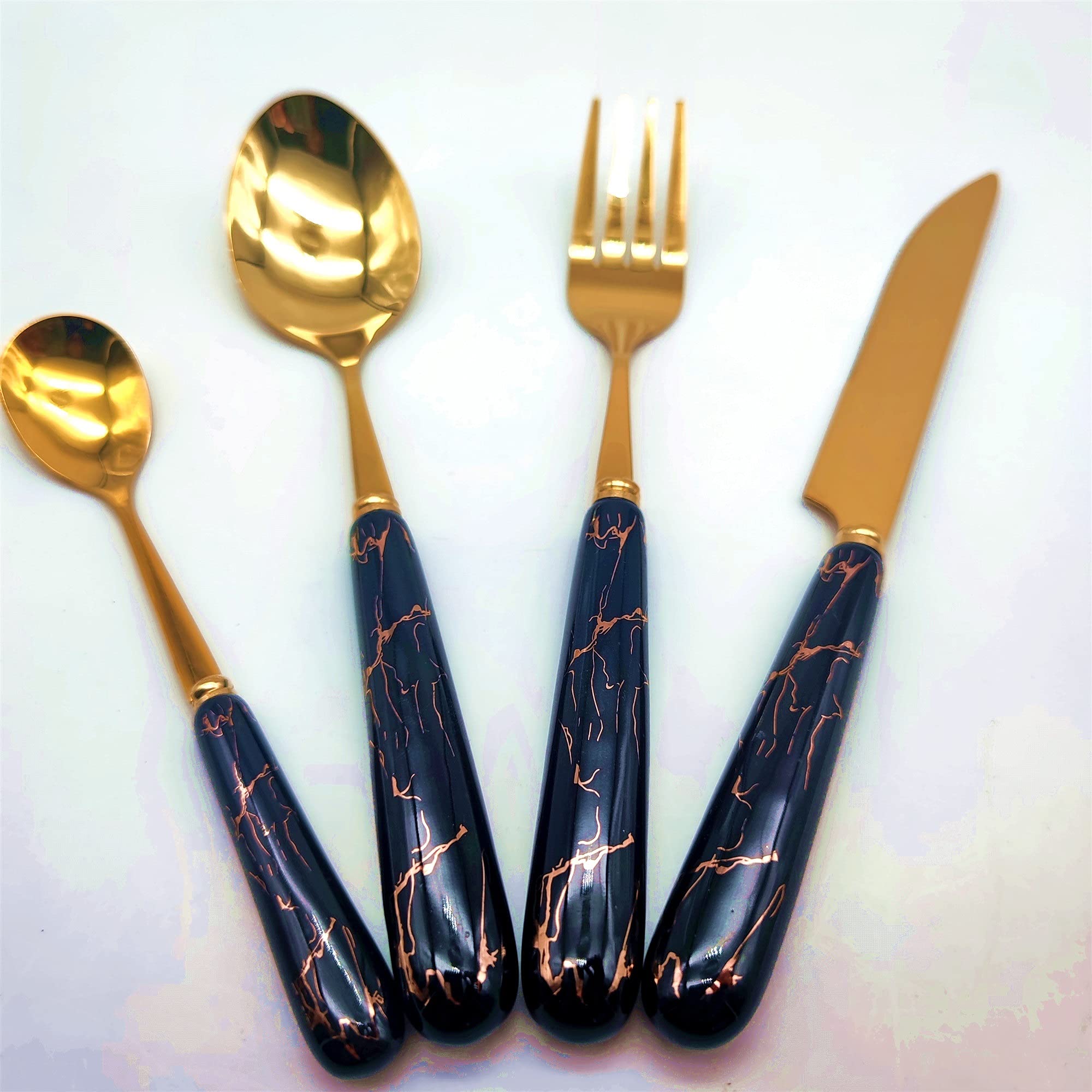 24-Piece Silverware Set with Ceramic Handle - Stainless Steel Cutlery (304) - Fork, Spoon & Knife Dining Set for Everyday Use, Parties & Gifts - BY ZZYY (Pink)