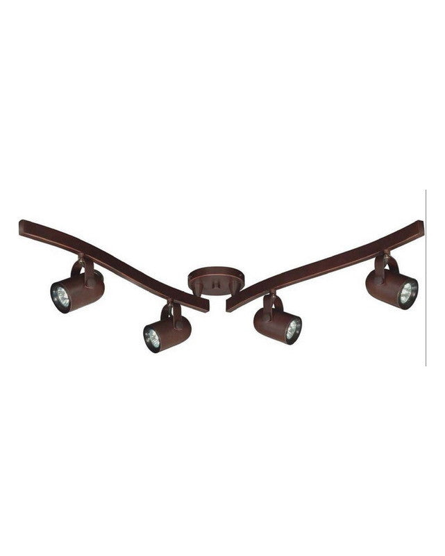 RBTK383 50W MR16 GU10 Halogen Swivel Track Lighting Kit - 4 Lights, Russet Bronze Finish for Living Room, Kitchen & Retail Spaces